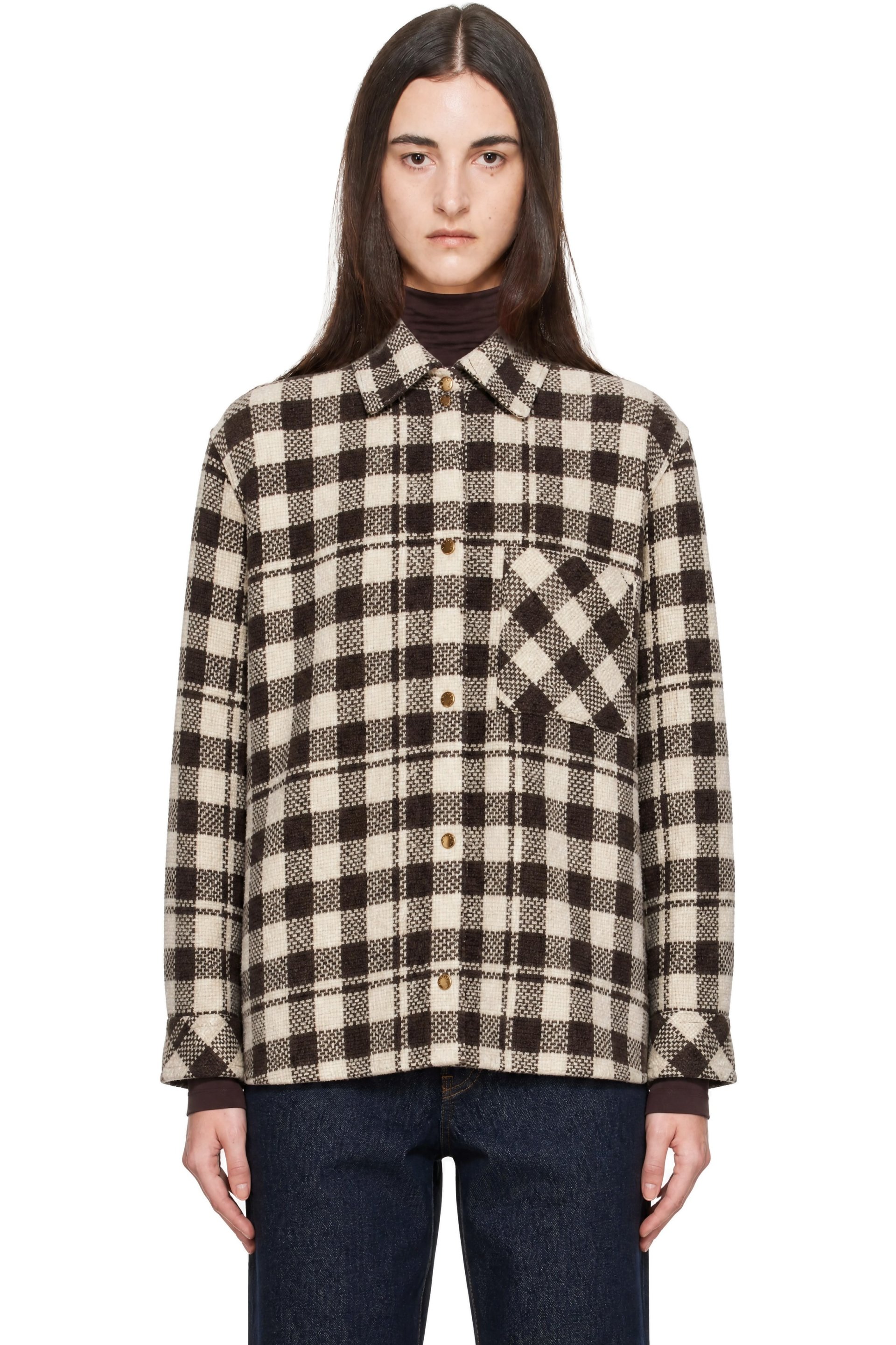 Moncler - Beige & Brown Check Wool Shirt