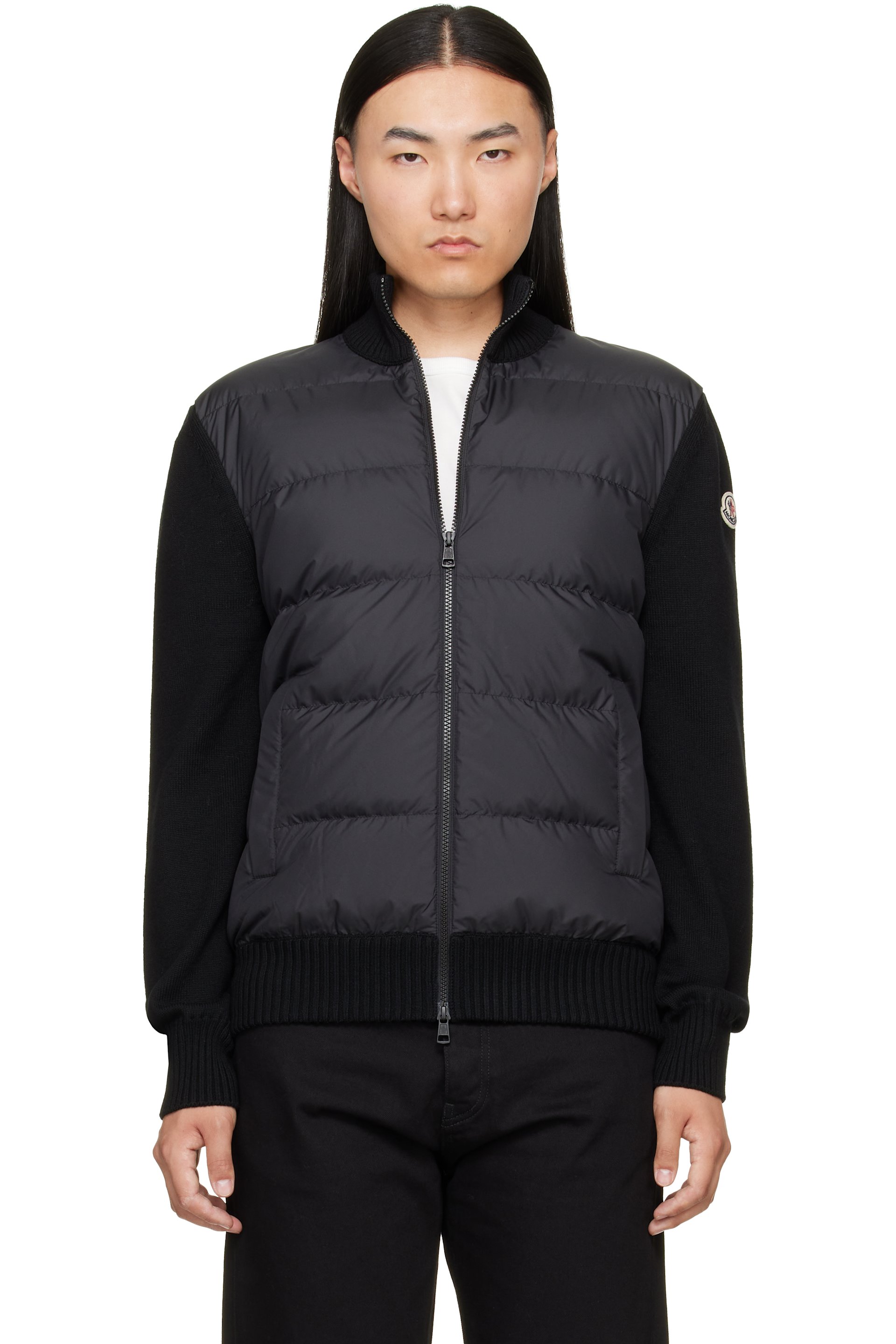 Moncler - Black Padded Wool Zip-Up Down Cardigan