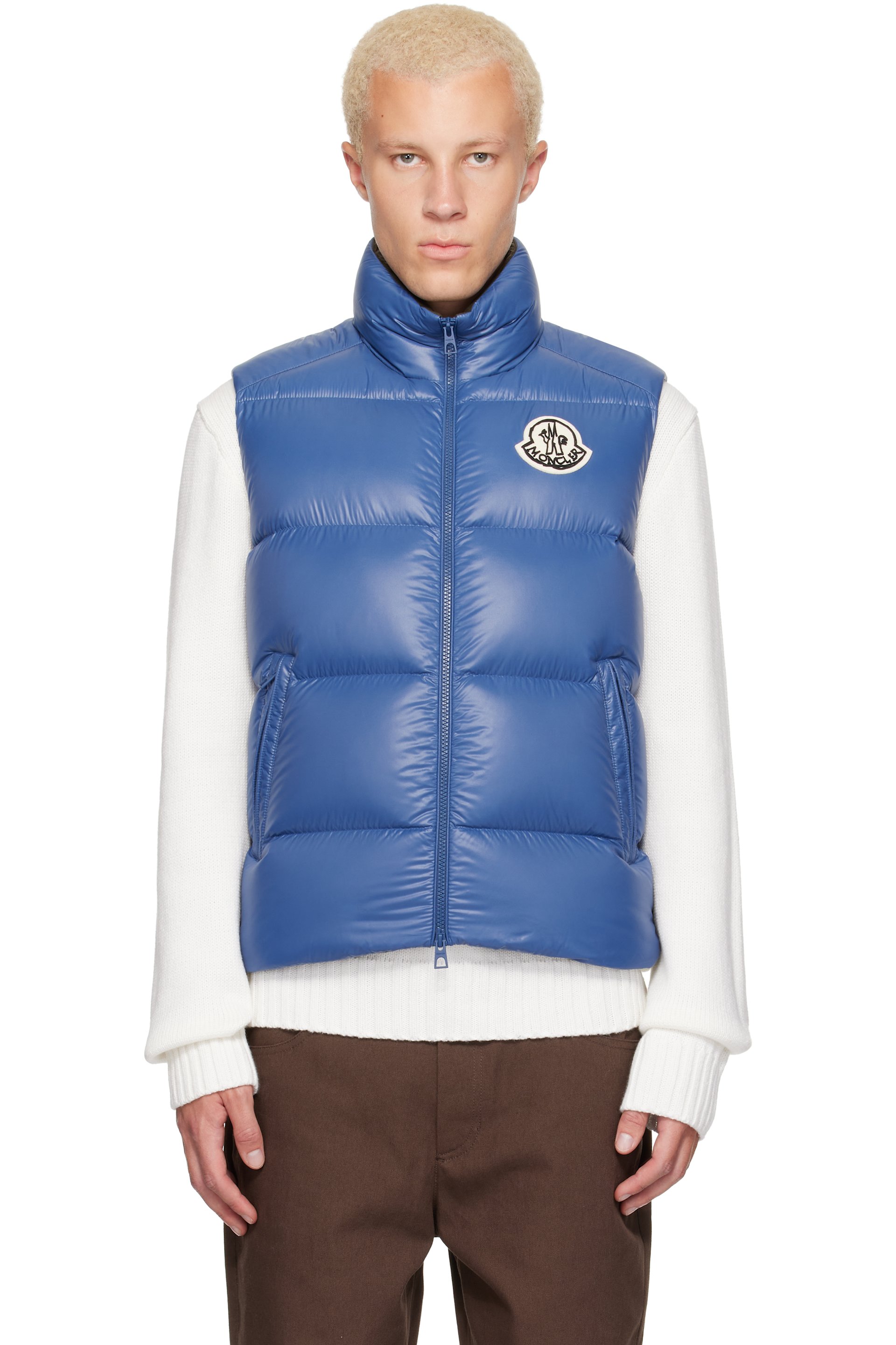 Moncler - Veste Belice bleue rembourrée en duvet