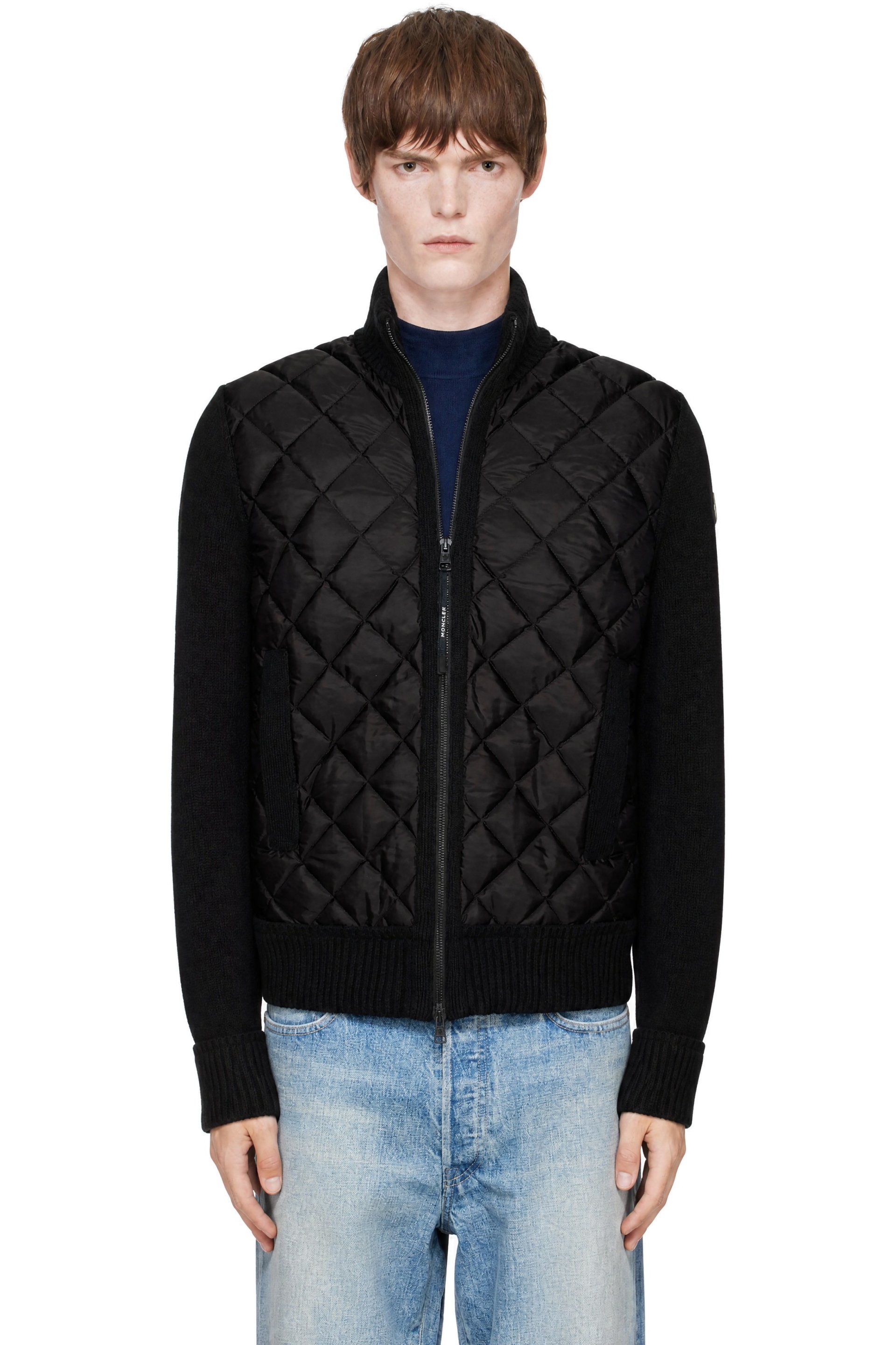 Moncler - Black Wool & Nylon Down Cardigan