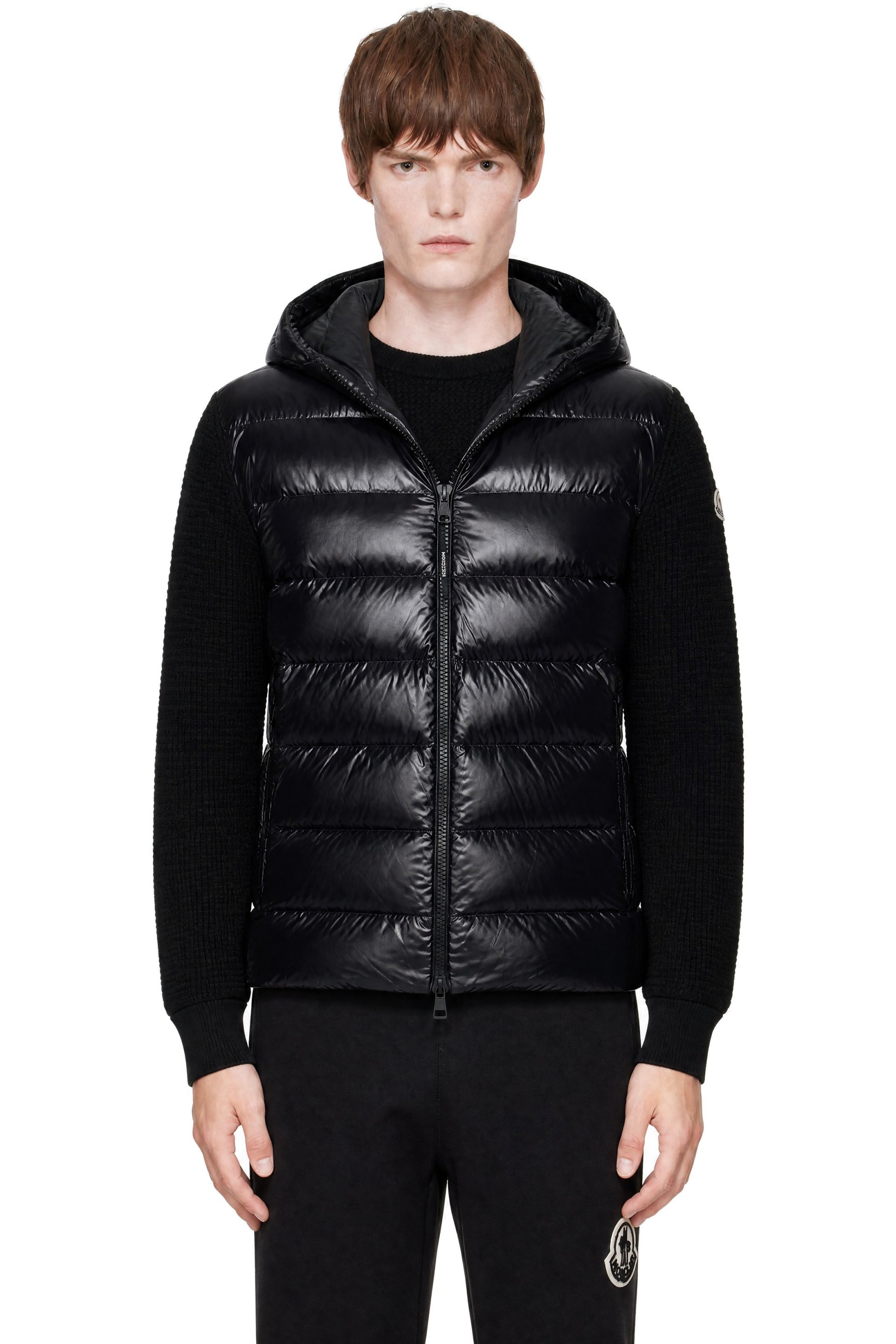 Moncler - Black Down & Wool Zip-Up Jacket