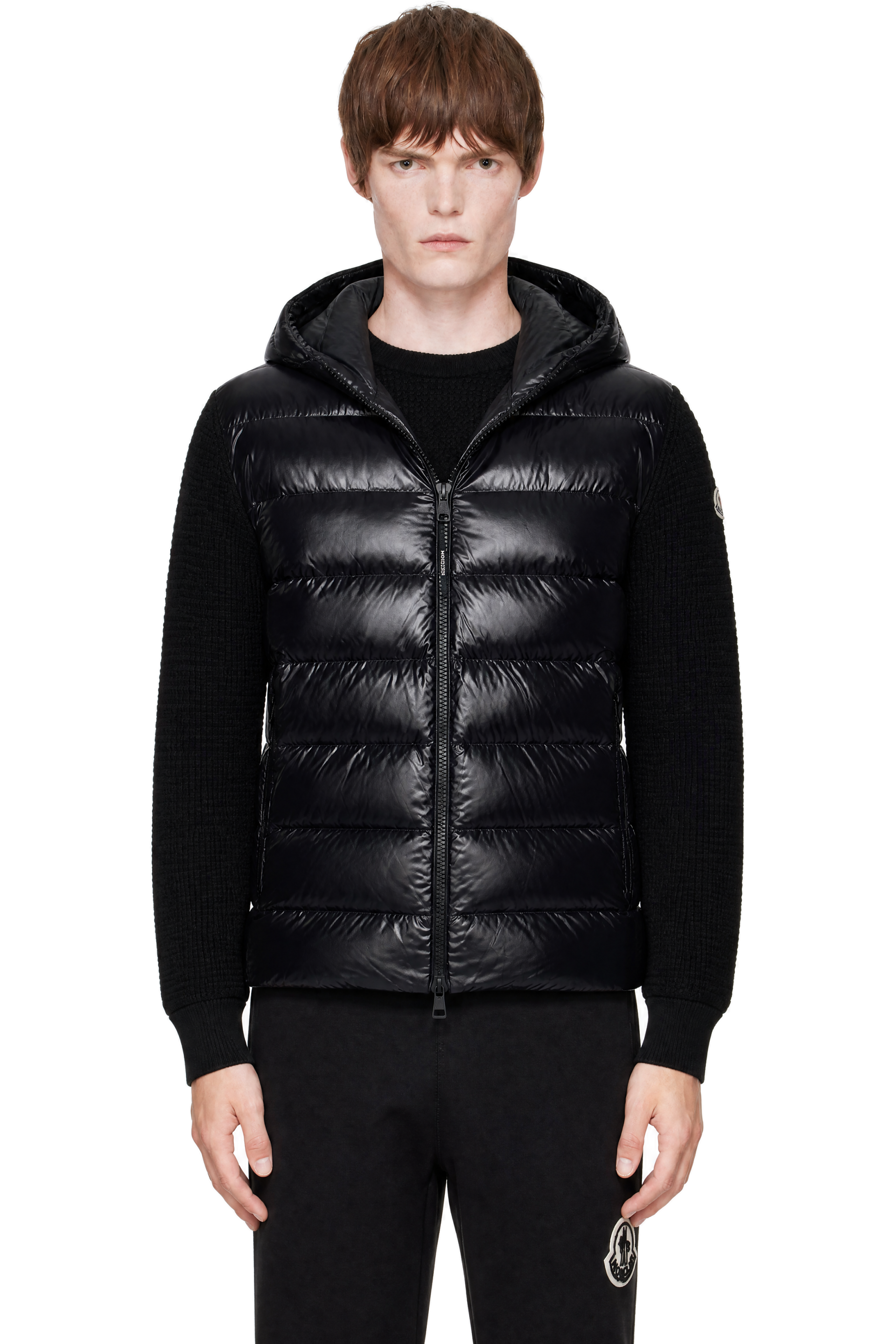 Moncler - Black Down & Wool Zip-Up Jacket