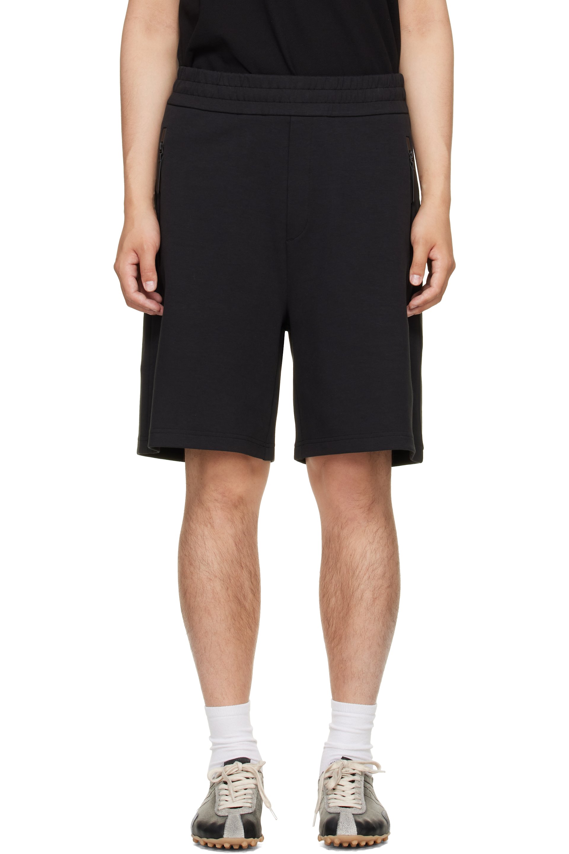 Moncler - Black Interlock Cotton Blend Shorts