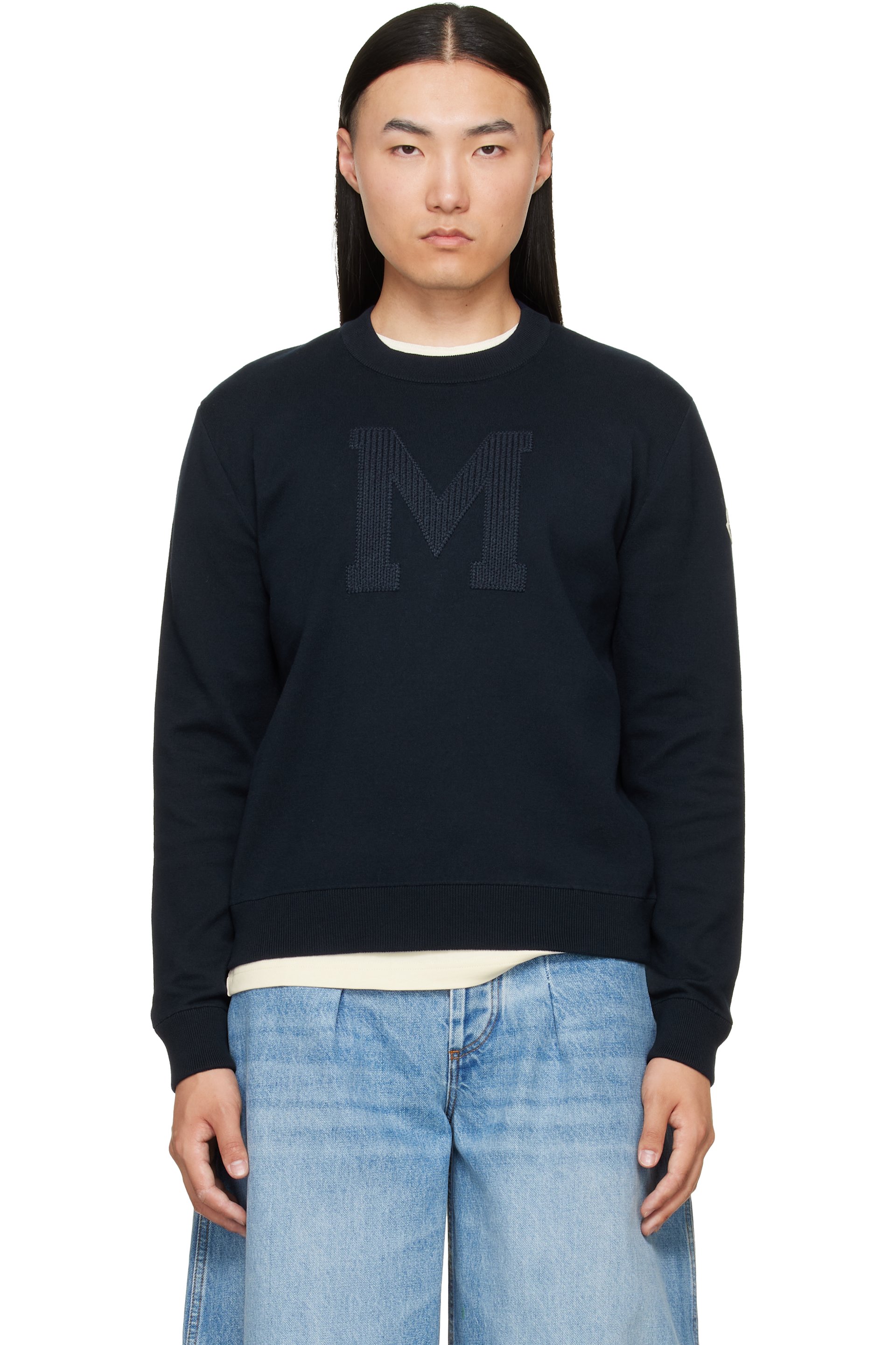 Moncler - Navy Monogram Cotton Blend Sweater