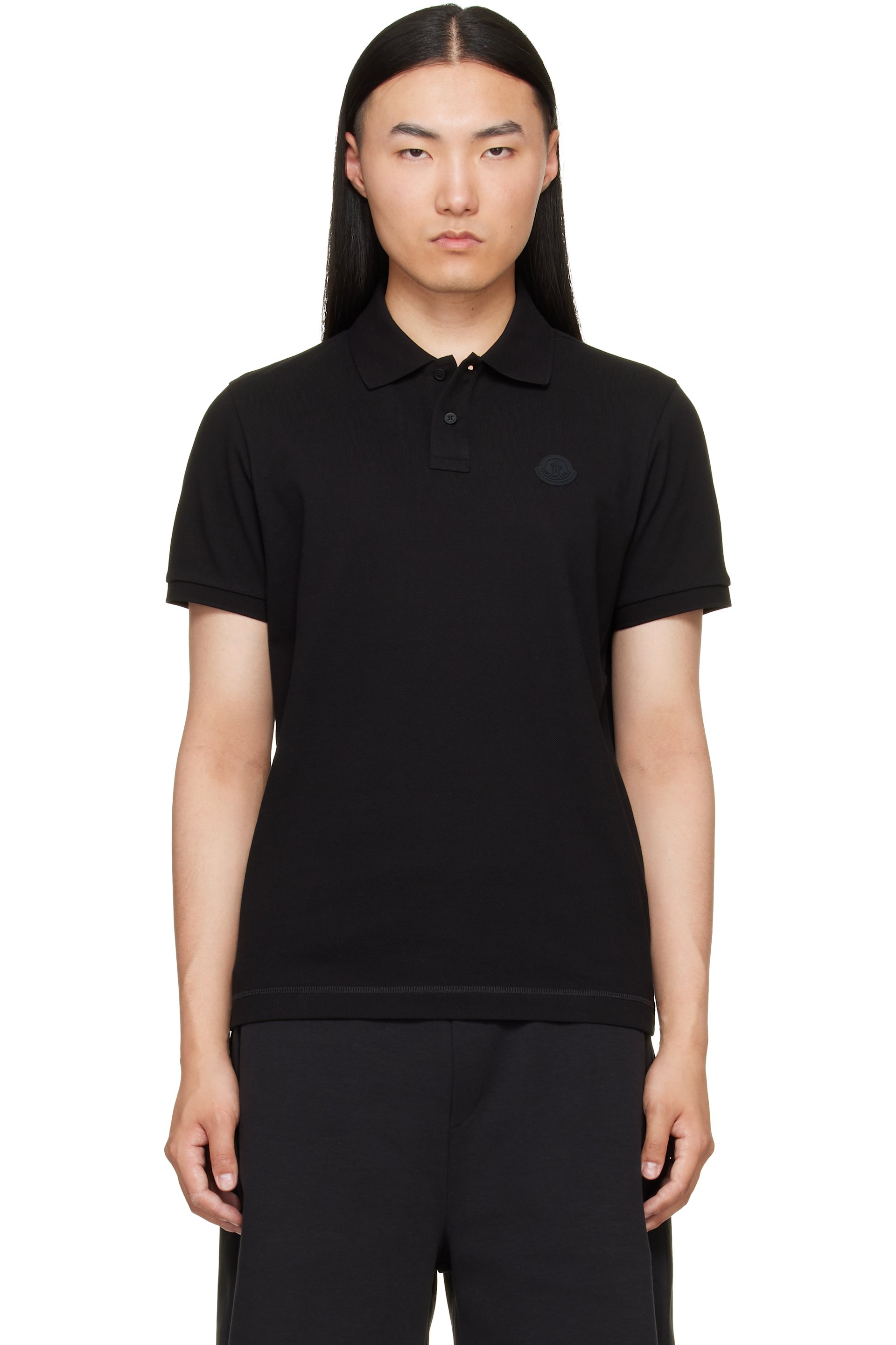 Moncler - Black Logo Cotton Piquet Polo