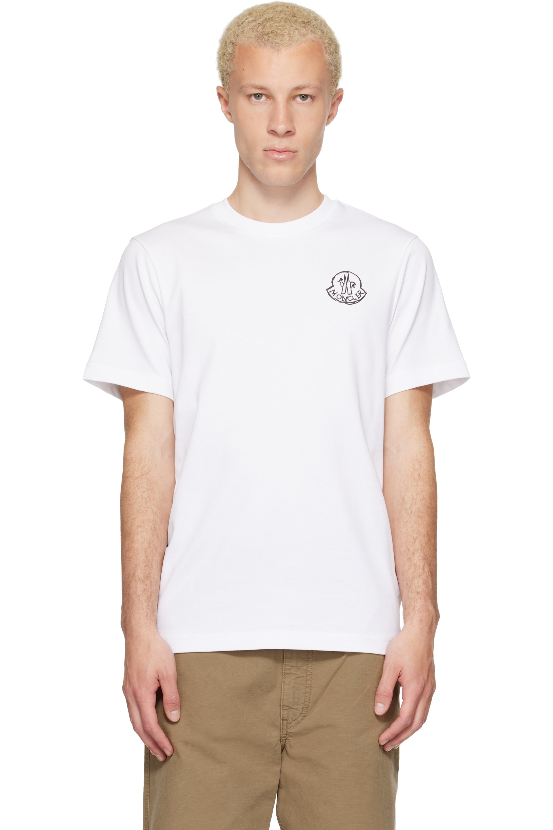 Moncler - T-shirt à manches courtes blanc