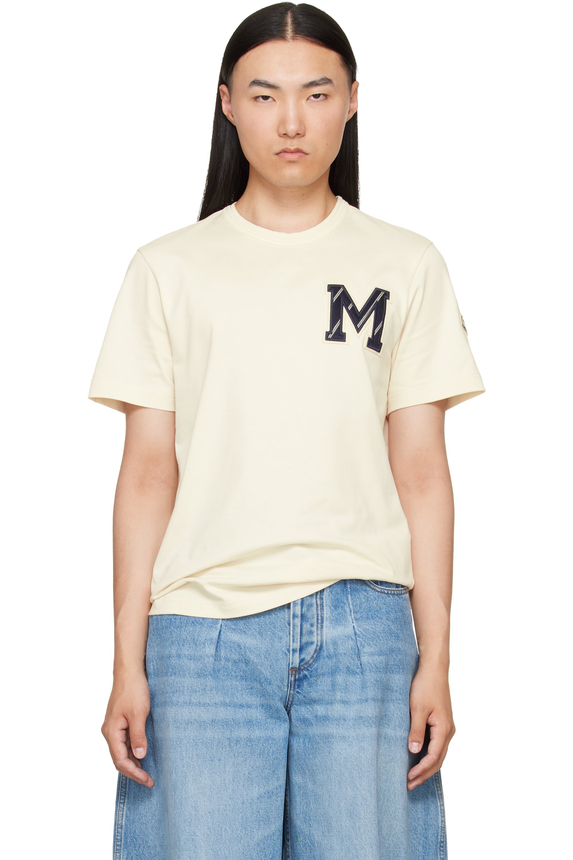 Moncler - Beige Cotton Jersey Monogram T-shirt