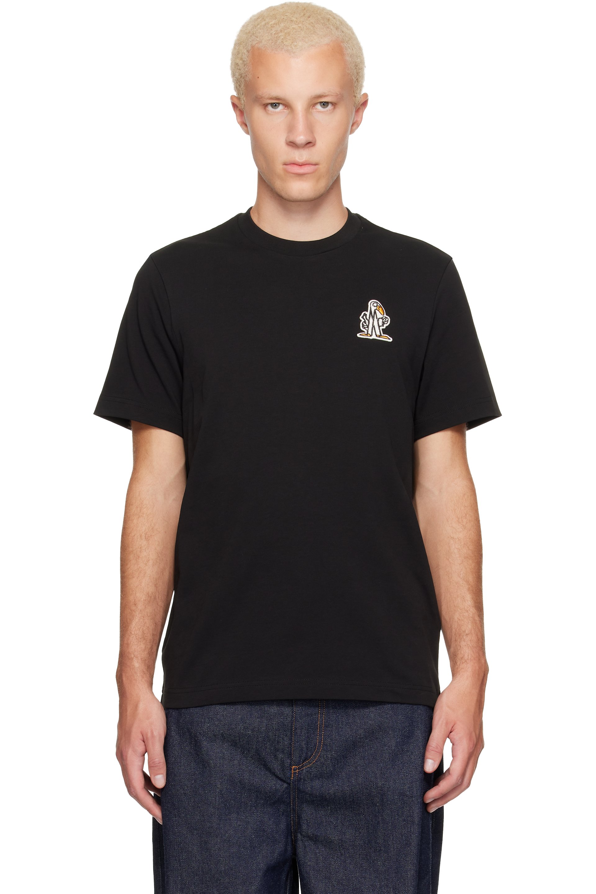 Moncler - ブラック ロゴ コットン Tシャツ