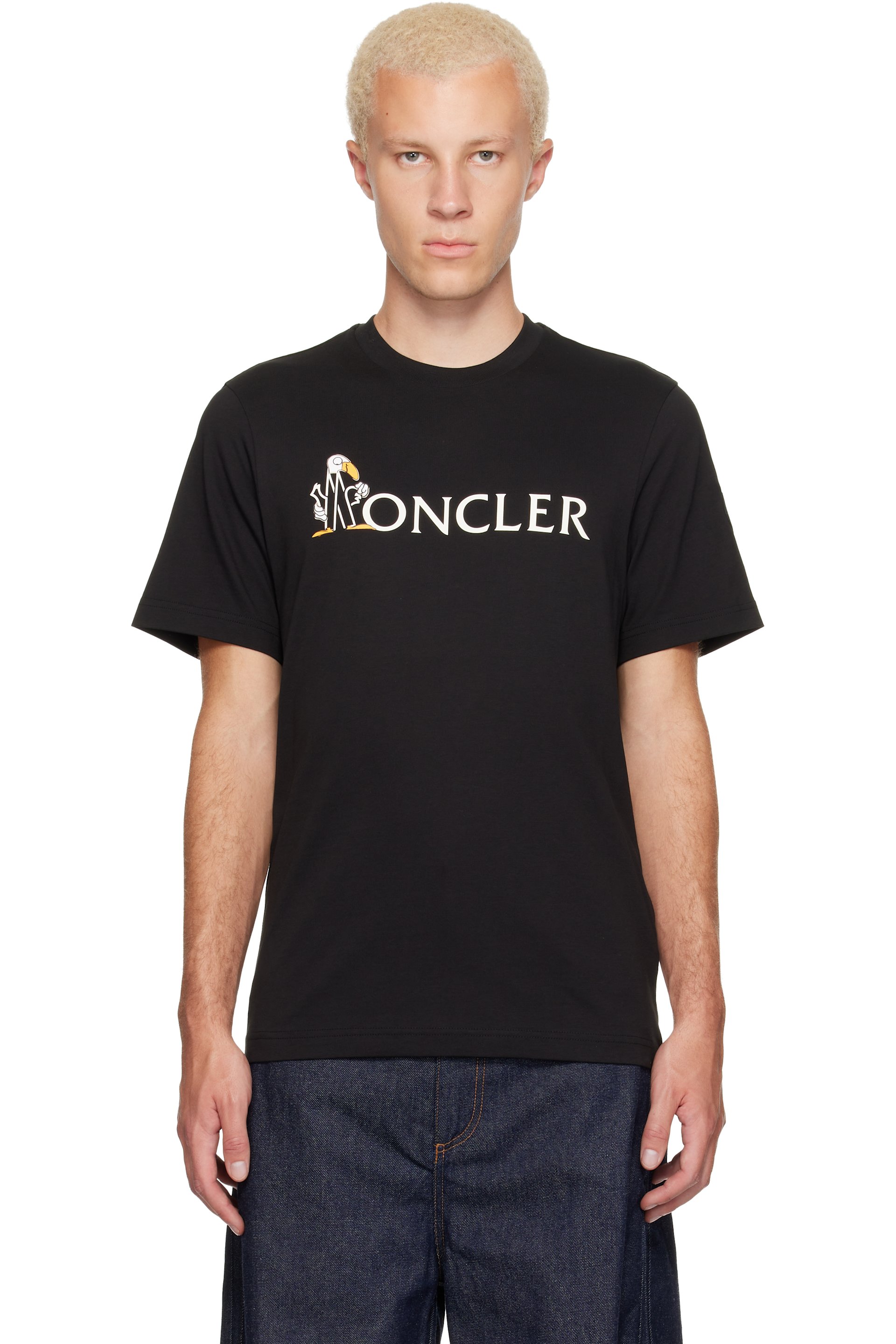 Moncler - ブラック Mon Duck ロゴ コットン Tシャツ