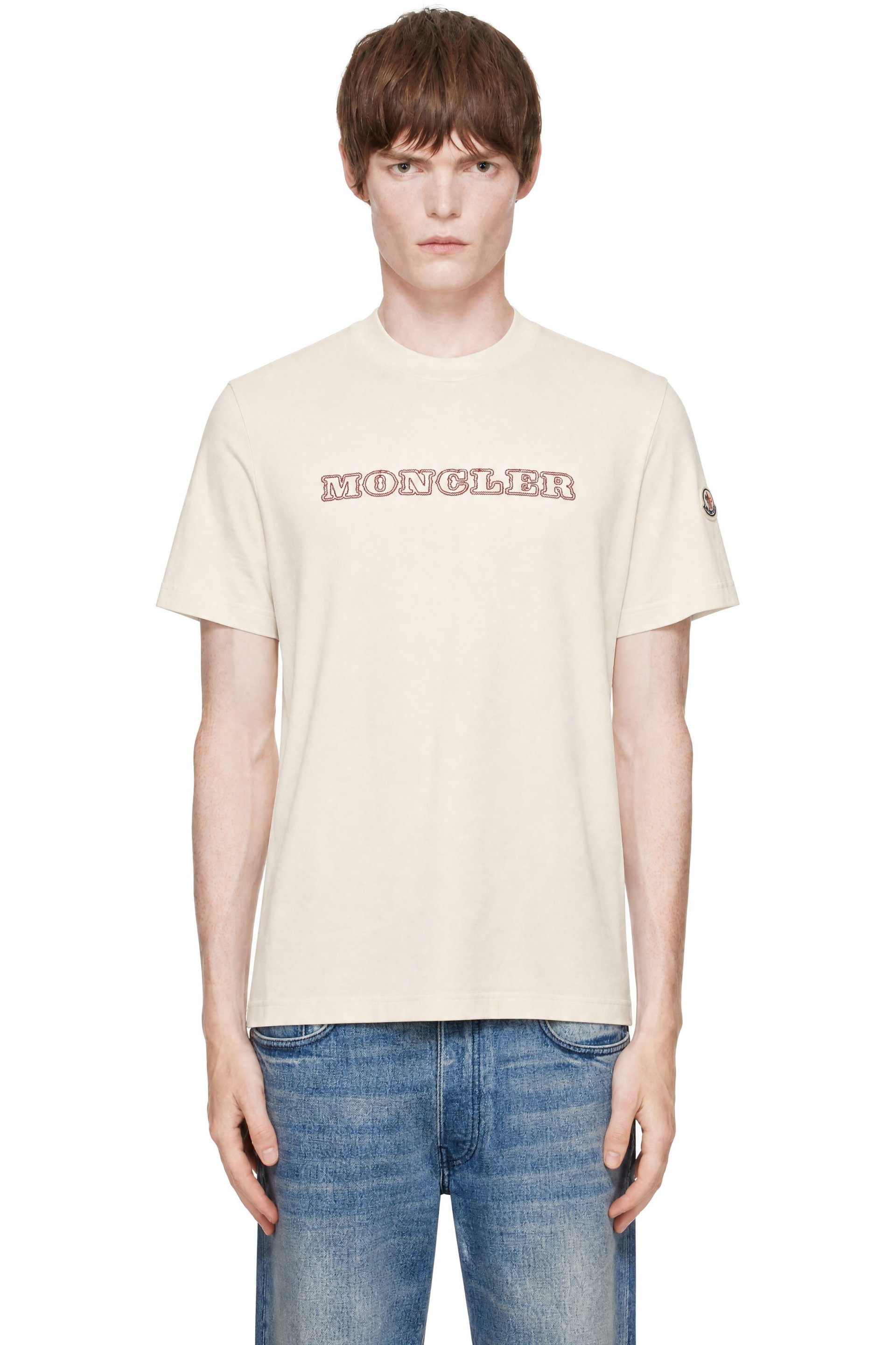 Moncler - White Outline Logo T-shirt