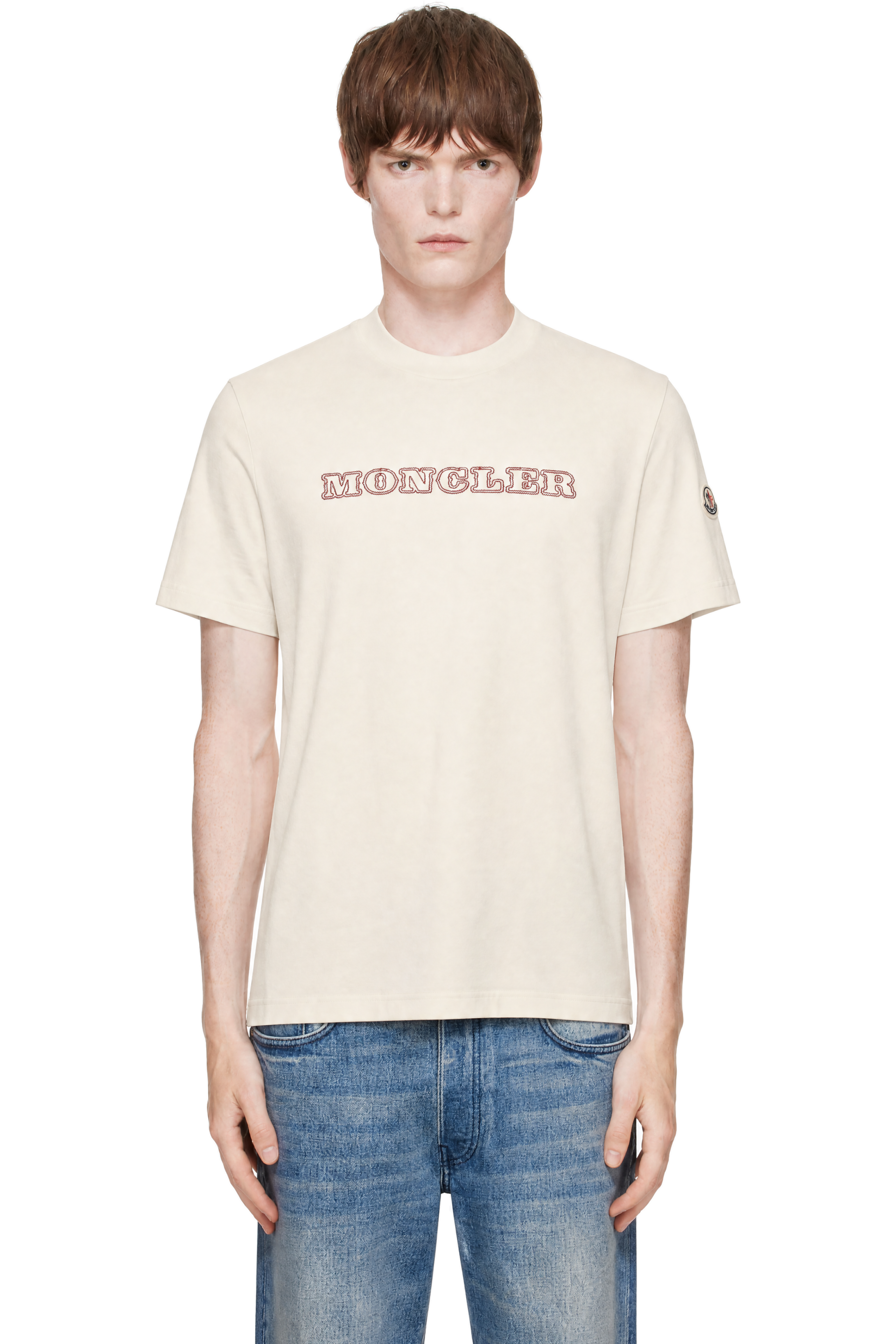 Moncler - T-shirt blanc à logo