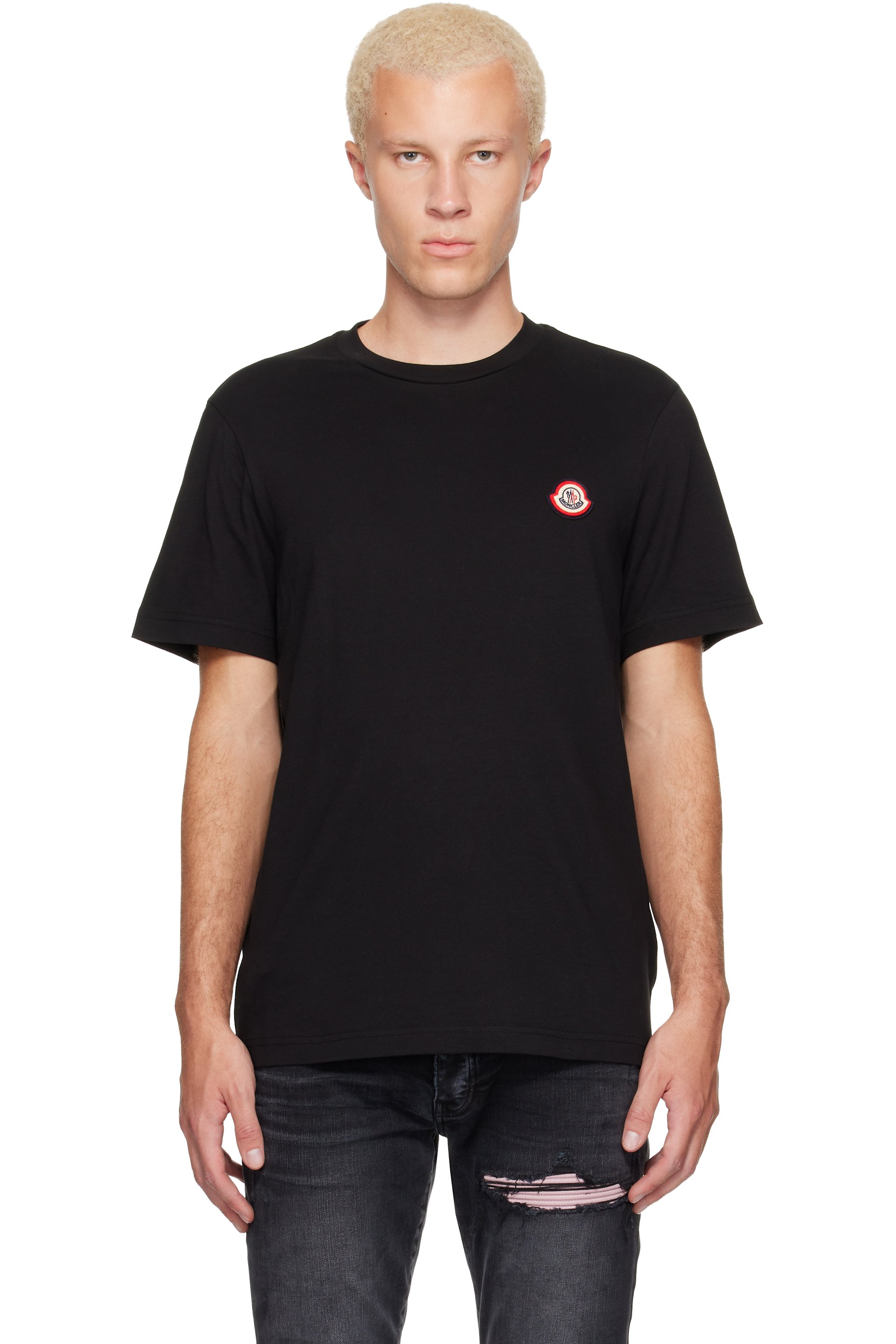 Moncler - ブラック ロゴ コットンジャージ Tシャツ