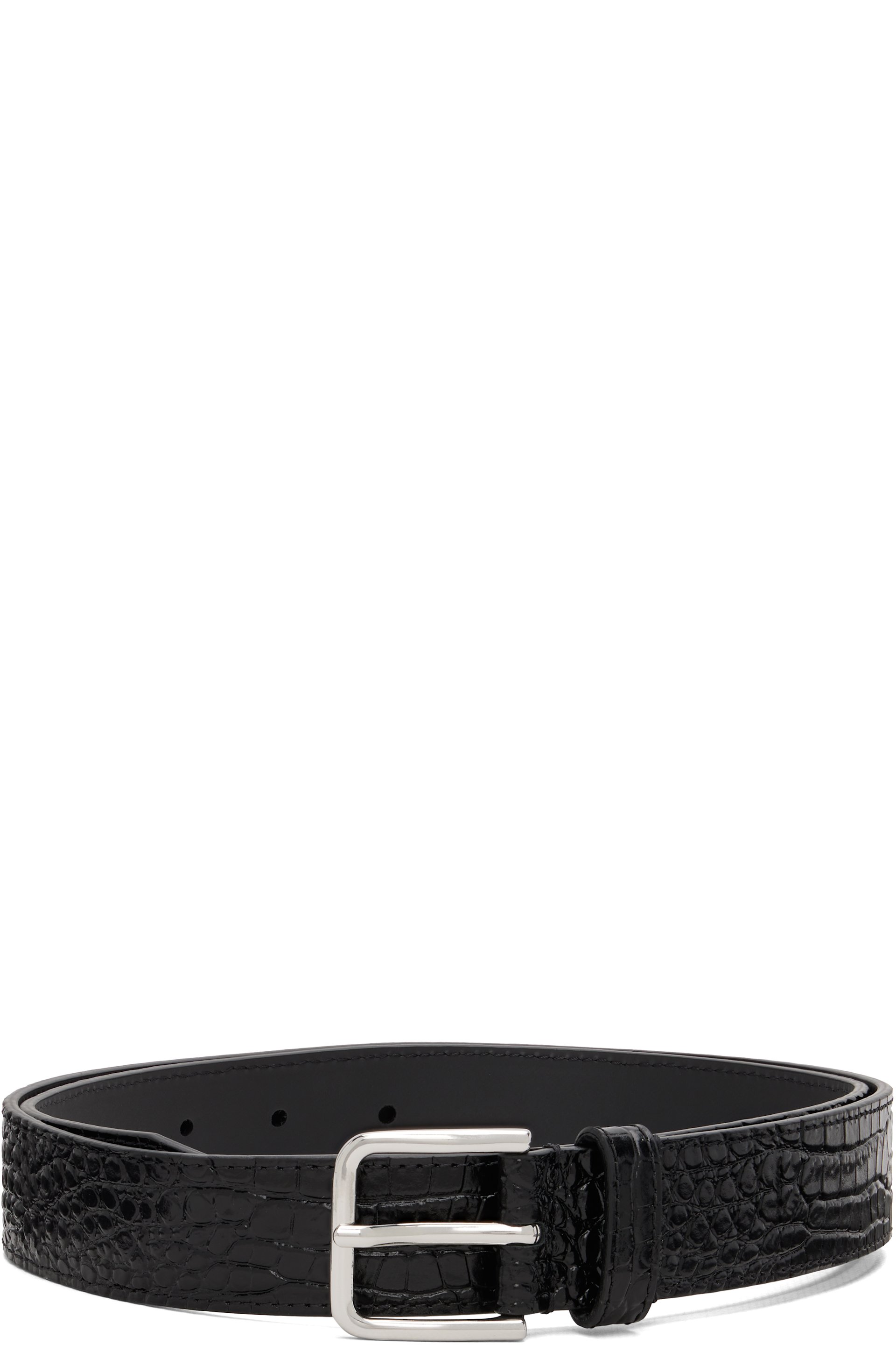 The Frankie Shop - Black Toni Croc Patent Leather Belt