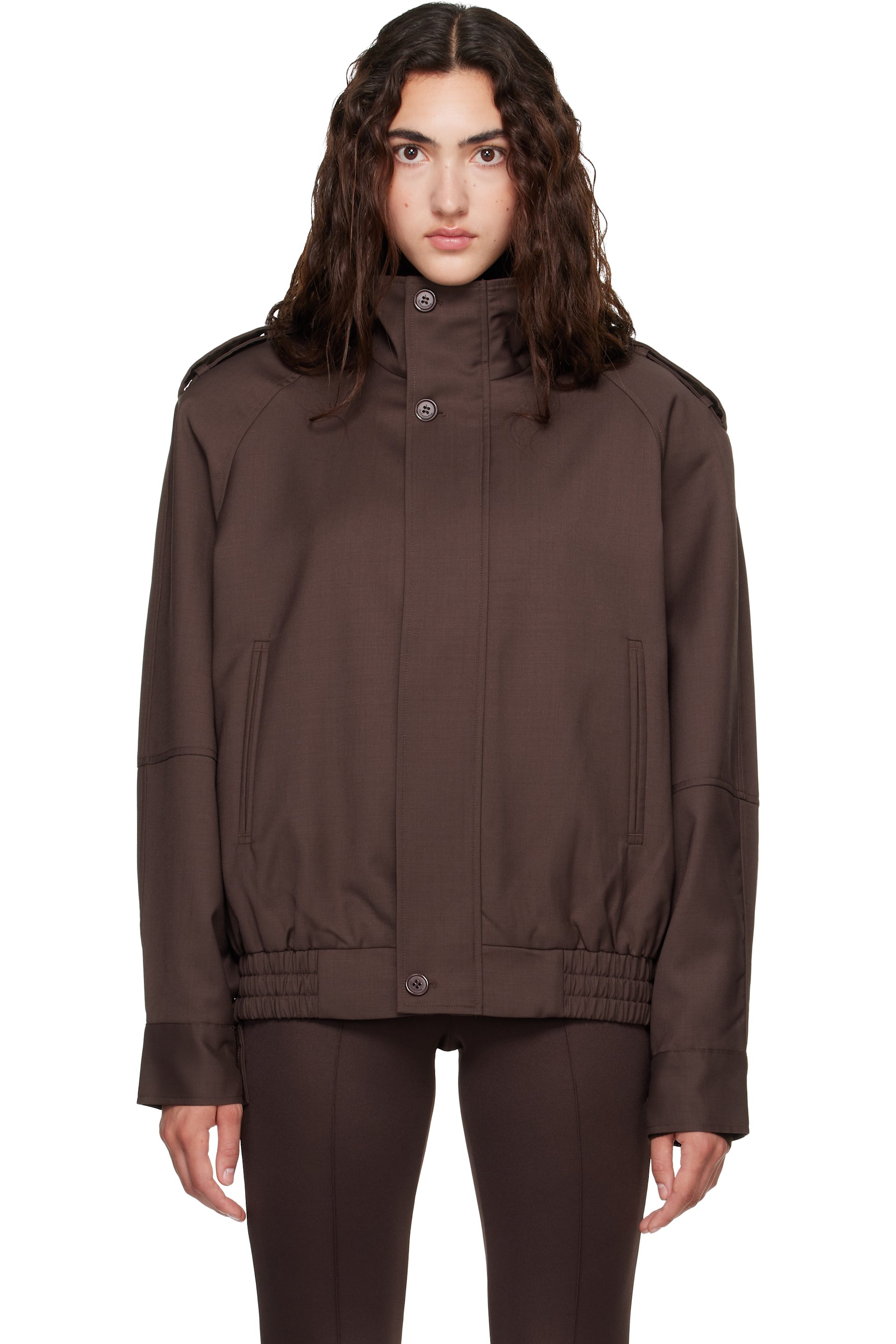 The Frankie Shop - Brown Kelly Padded Bomber Jacket