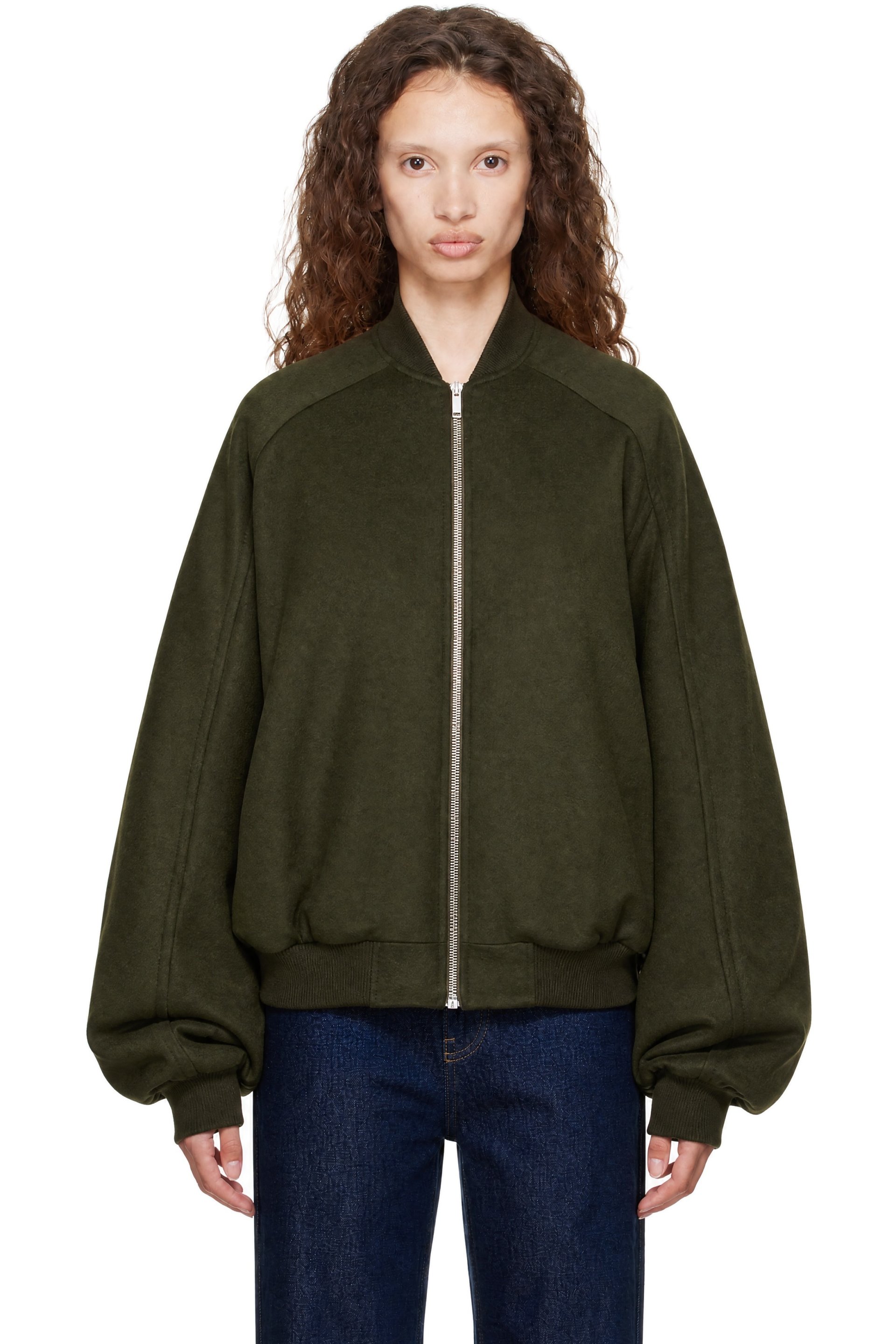 The Frankie Shop - Khaki Elinor Oversized Bomber Jacket