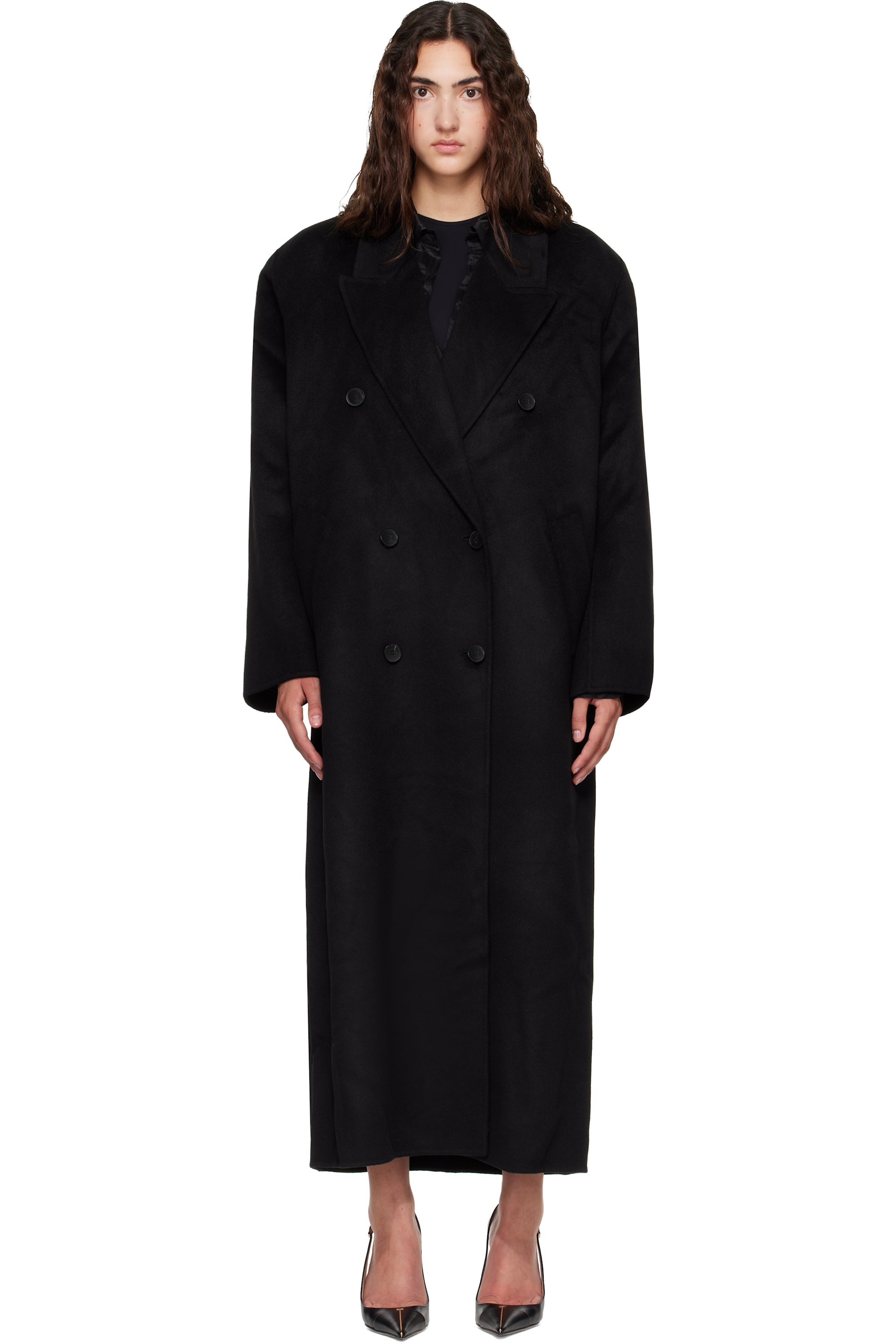 The Frankie Shop - Black Gaia Double-Breasted Coat