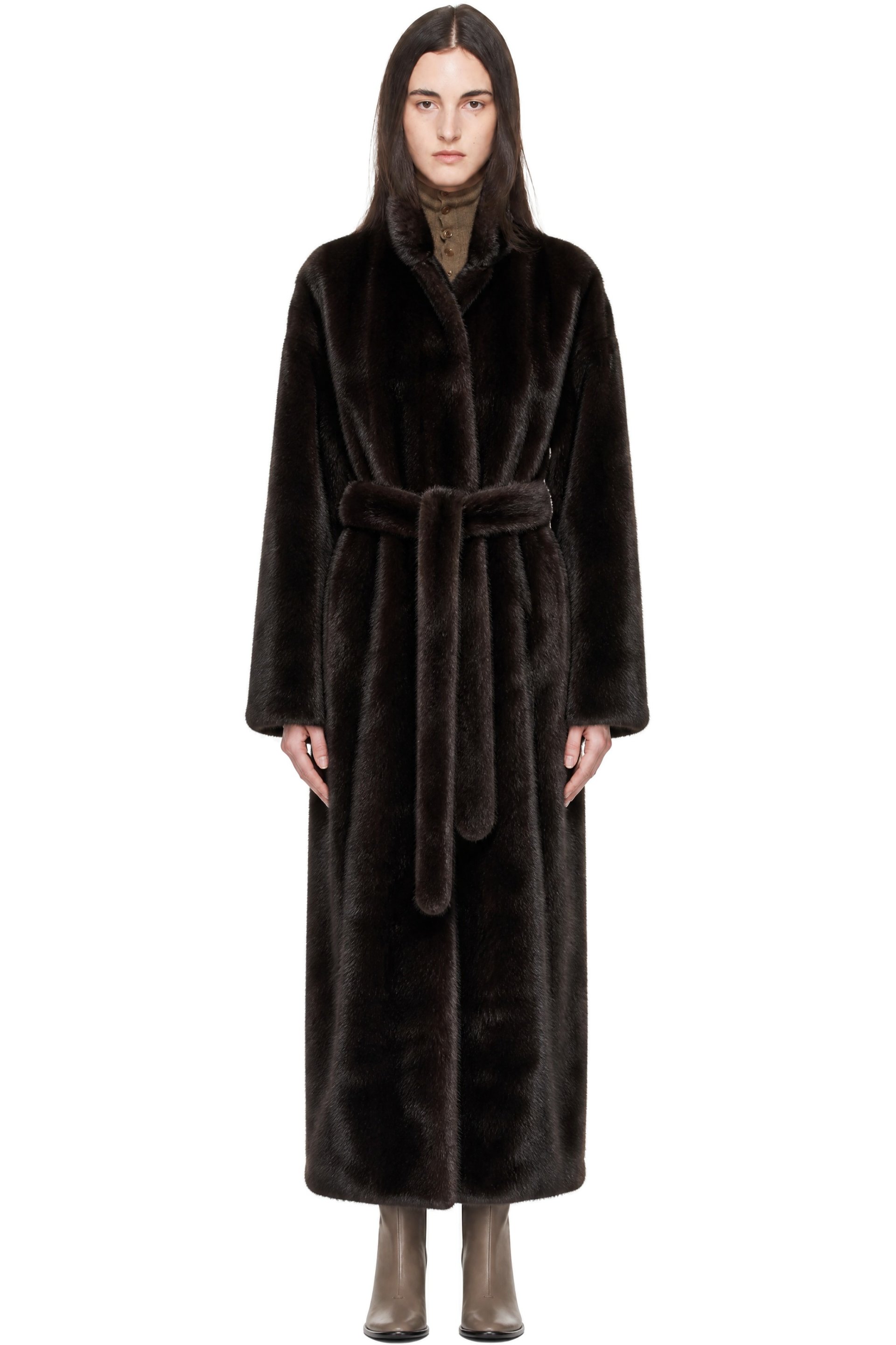 The Frankie Shop - Brown Ravello Faux-Fur Robe Coat