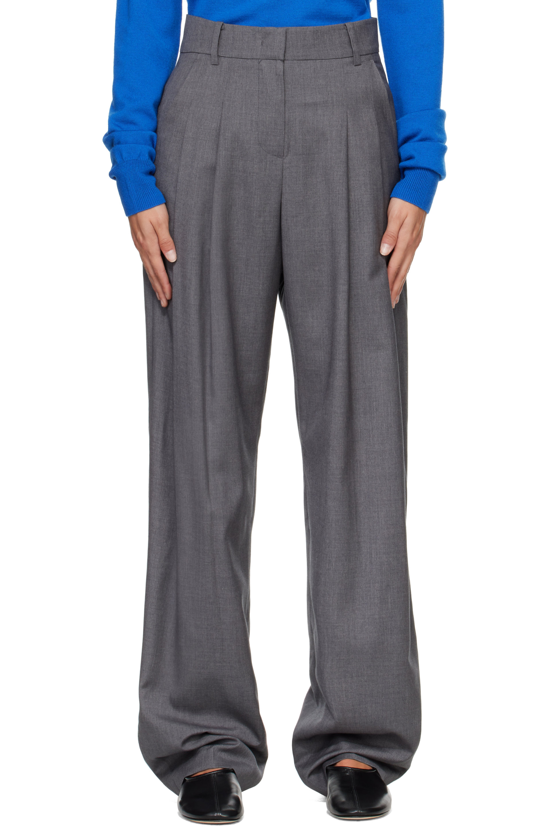 The Frankie Shop - Gray Gelso Pleated Trousers