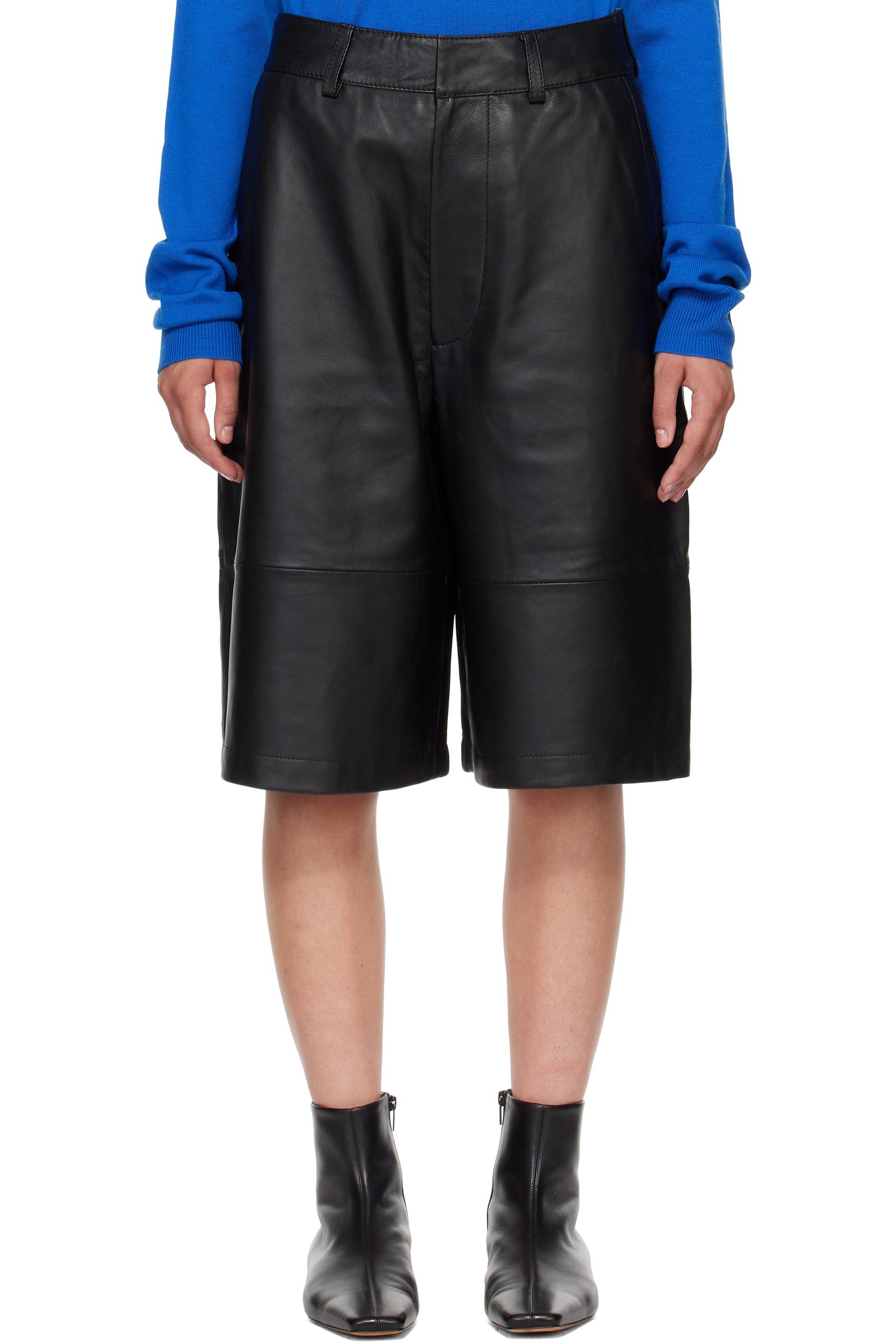 The Frankie Shop - Black Olivia Leather Bermuda Shorts
