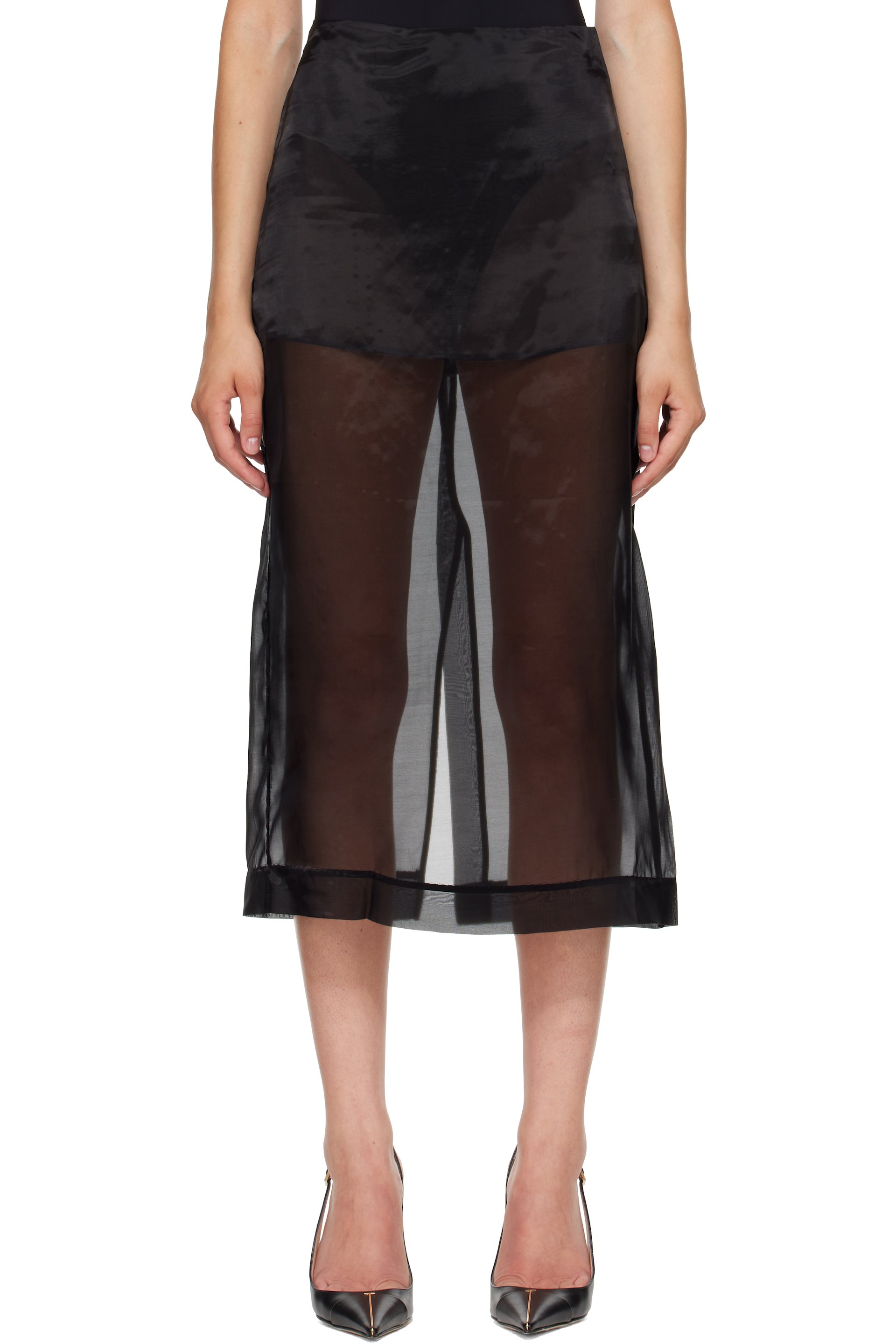 The Frankie Shop - Black Peri Sheer Midi Skirt