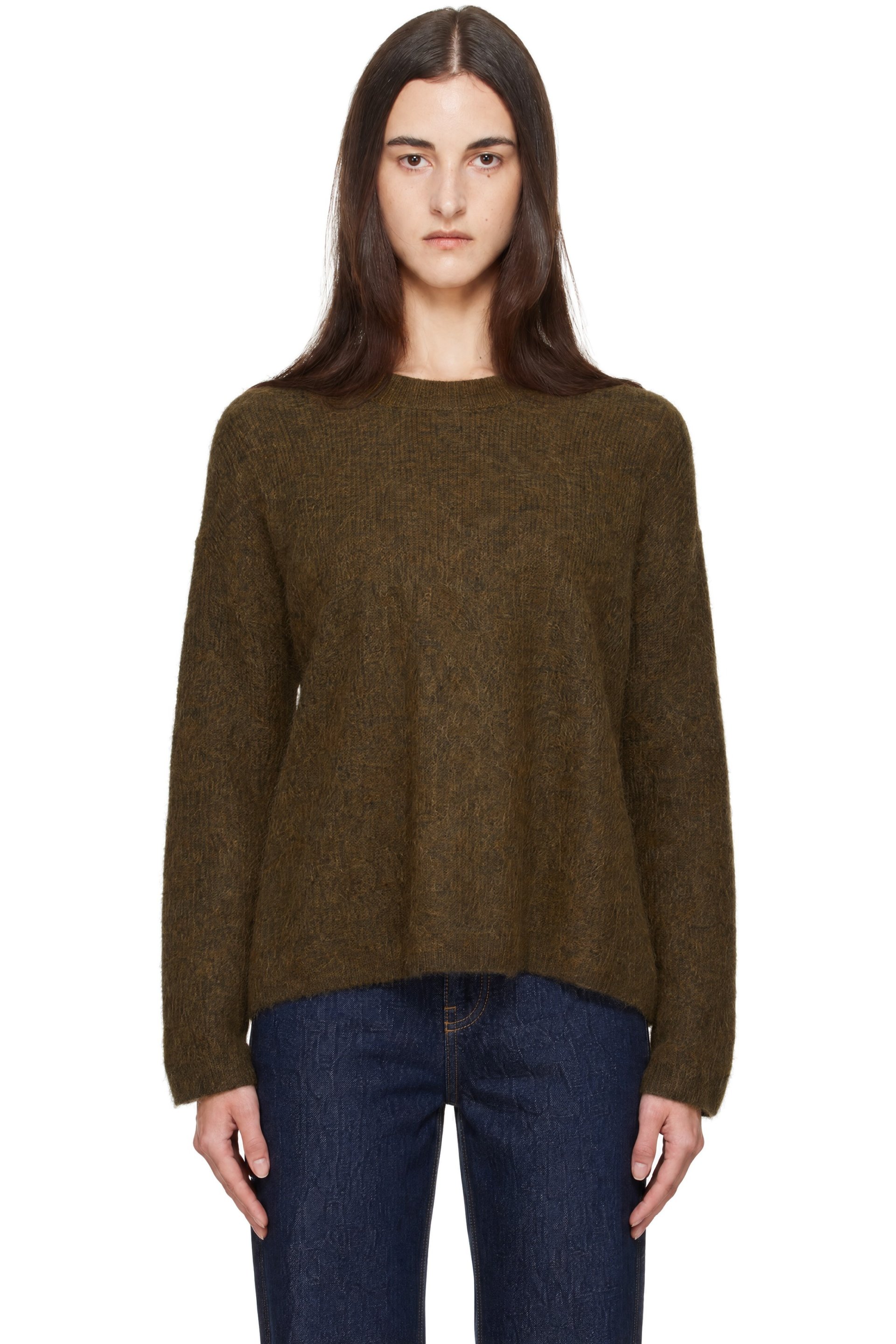 The Frankie Shop - Khaki Timea Mohair Fuzzy Sweater