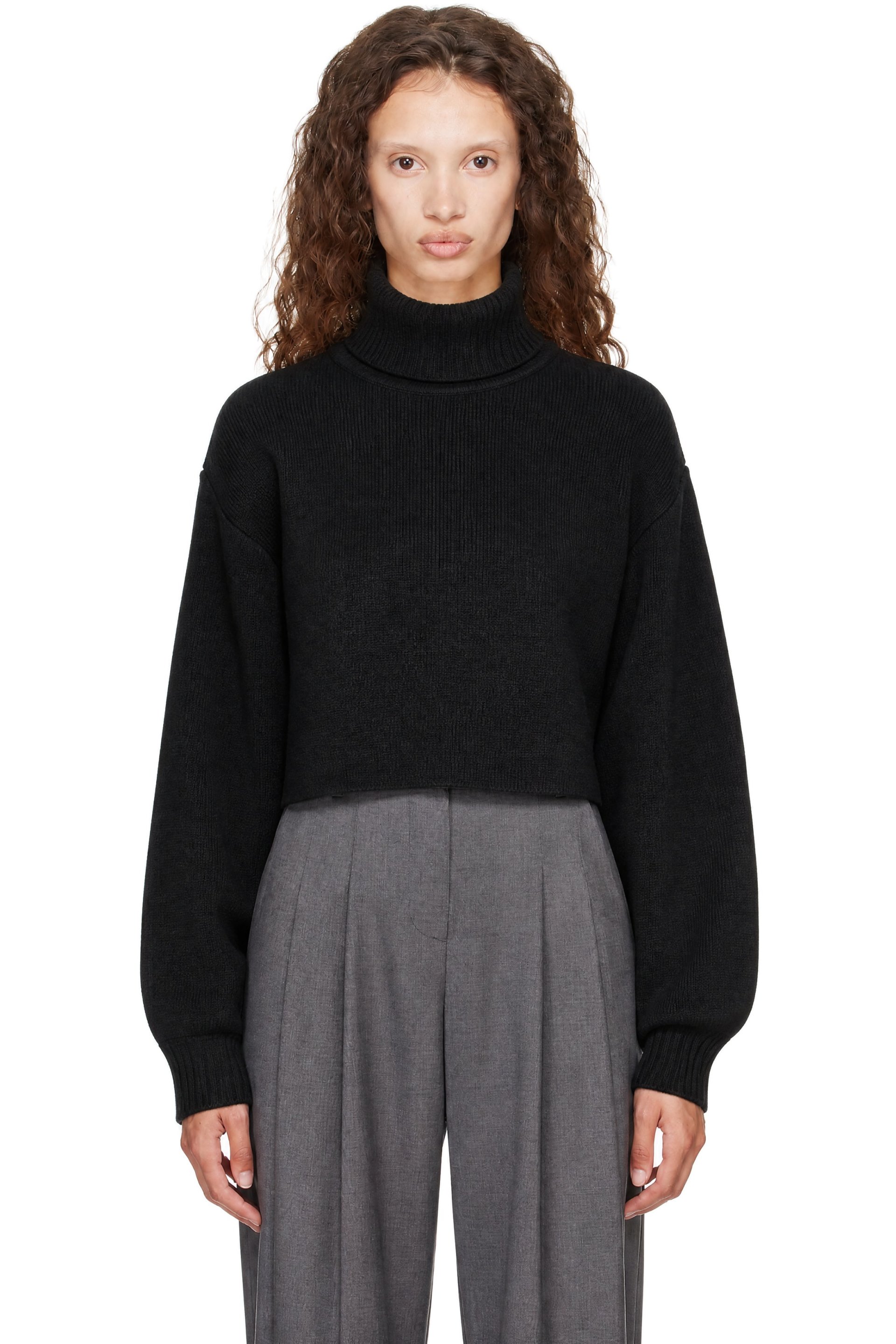 The Frankie Shop - Black Elly Balloon Sleeve Turtleneck Sweater