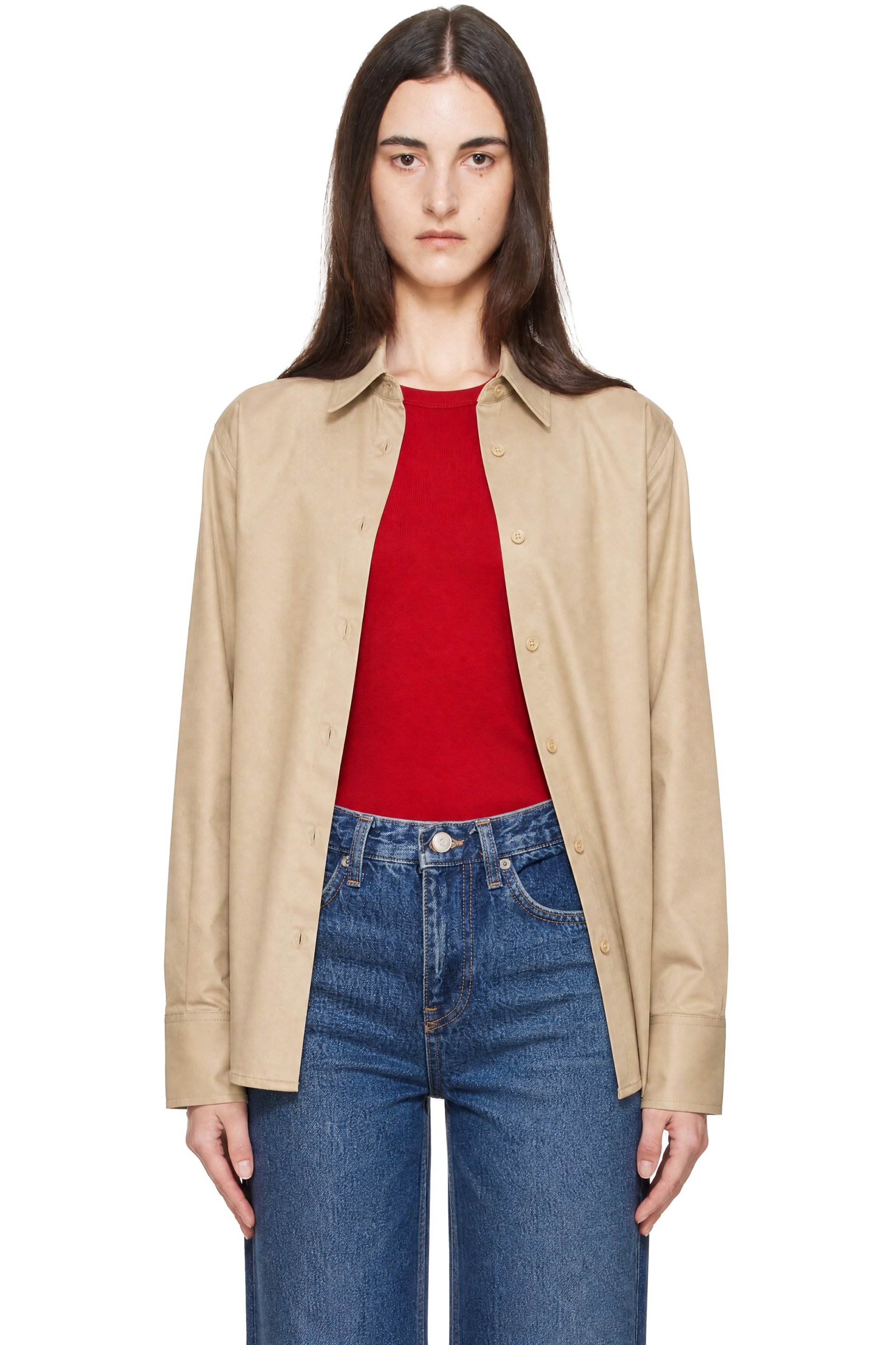 The Frankie Shop - Beige Peri Cotton Shirt