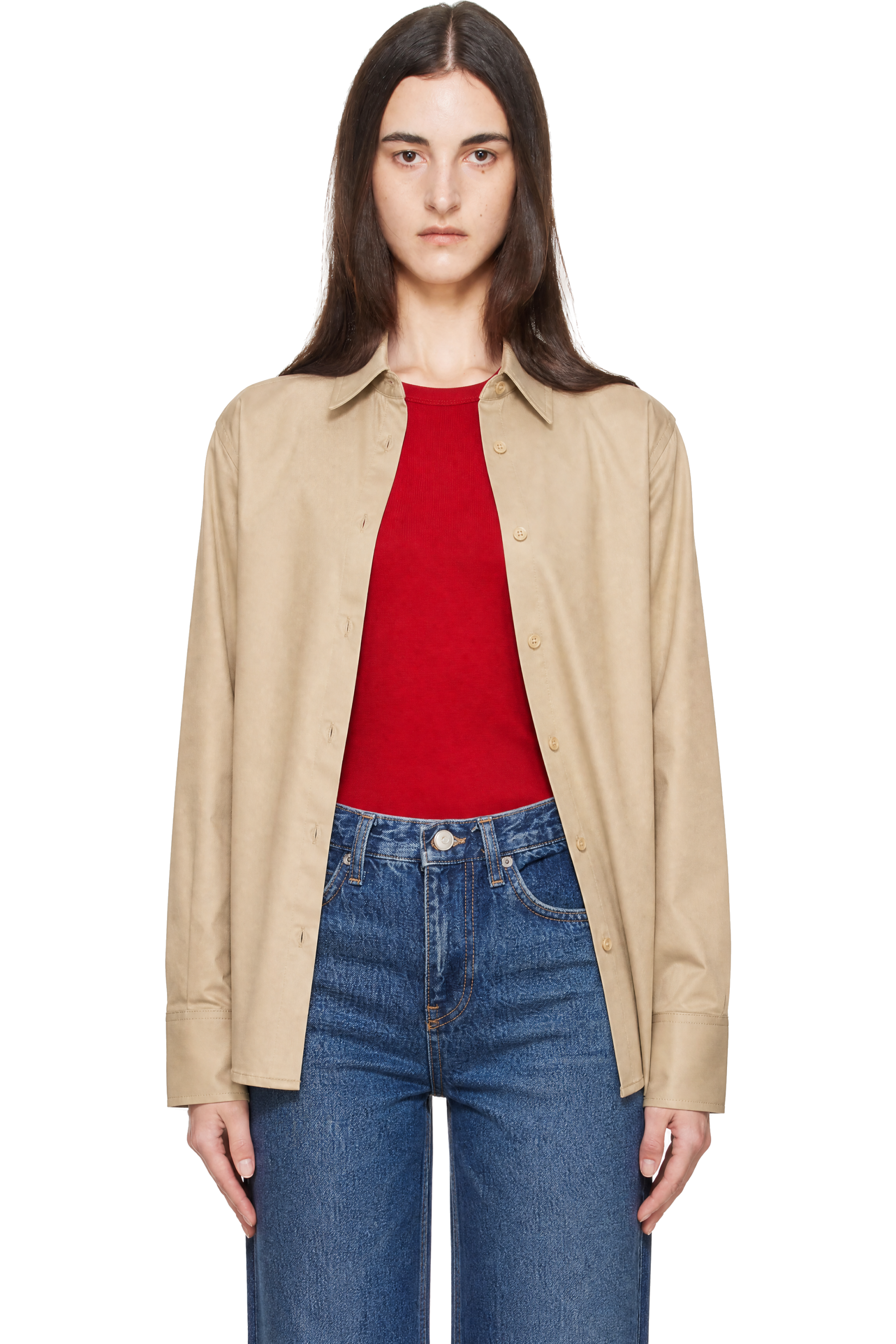 The Frankie Shop - Beige Peri Cotton Shirt