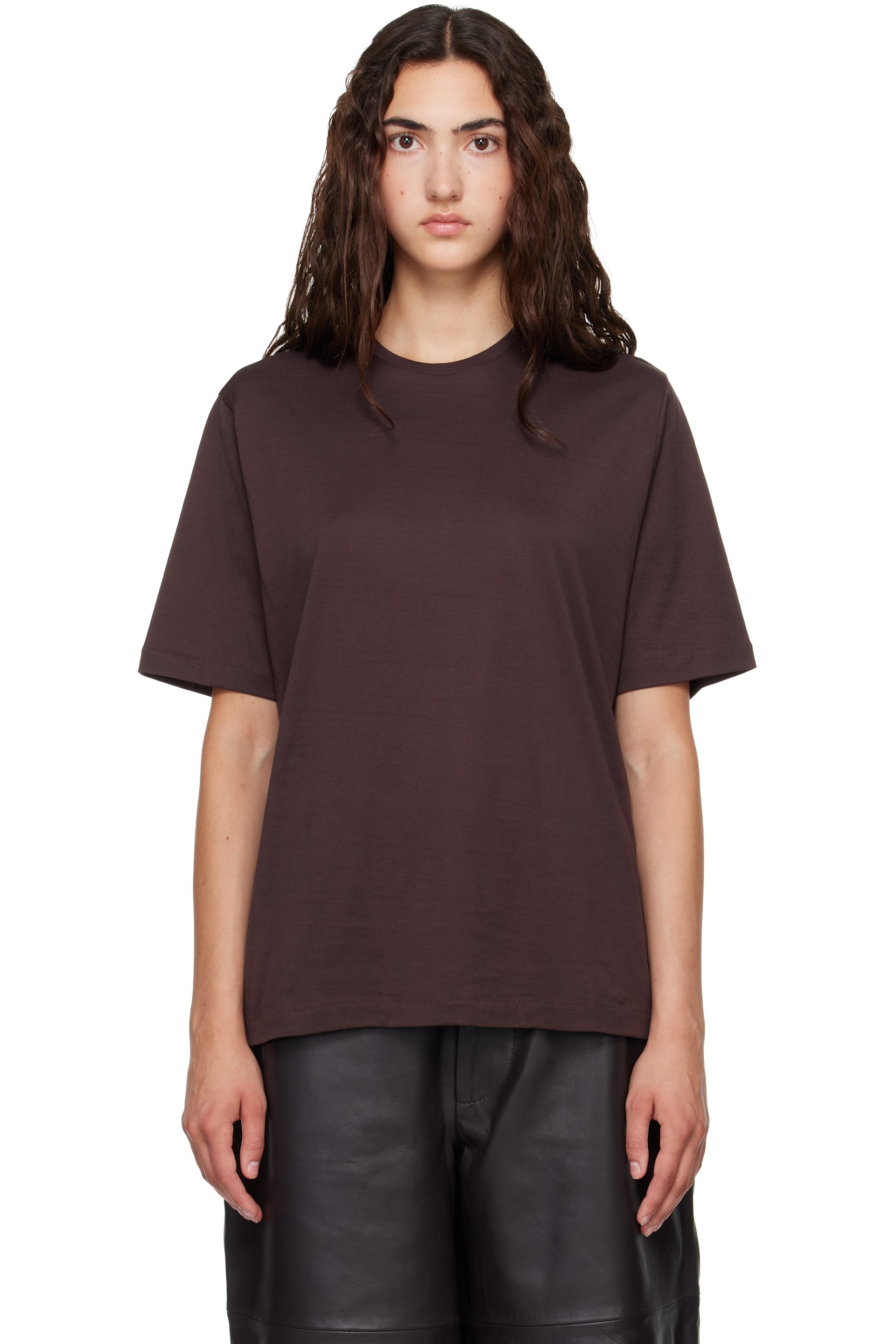 The Frankie Shop - Burgundy Harper Soft Organic T-shirt