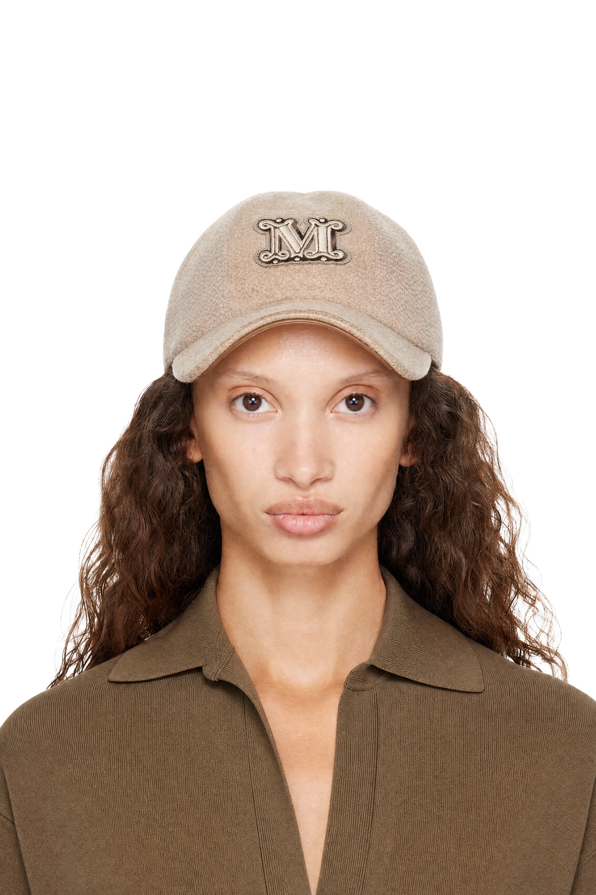 Max Mara - Beige Ordine Cashmere Drap Baseball Cap