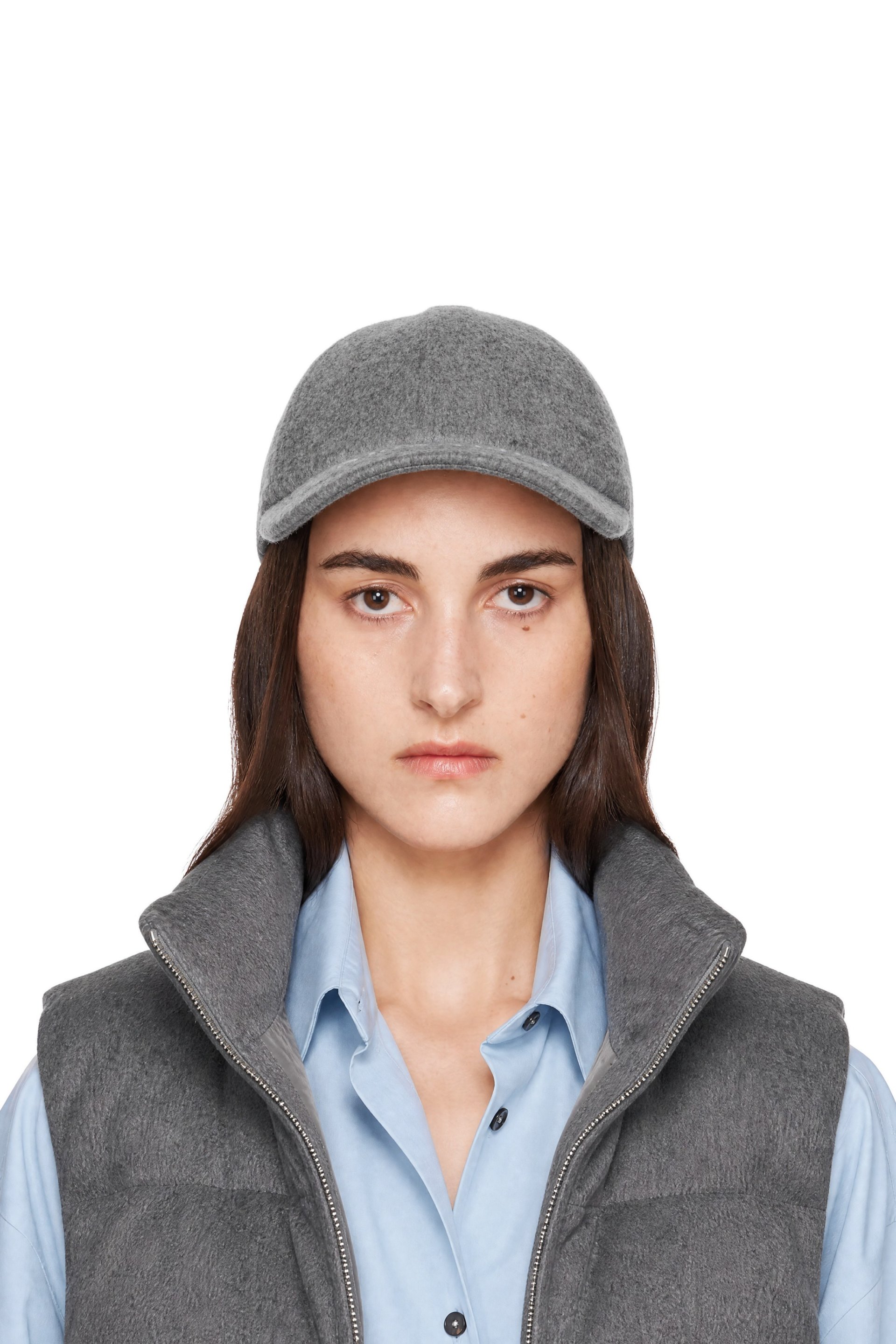 Max Mara - Gray Lancia Embroidered Logo Cap