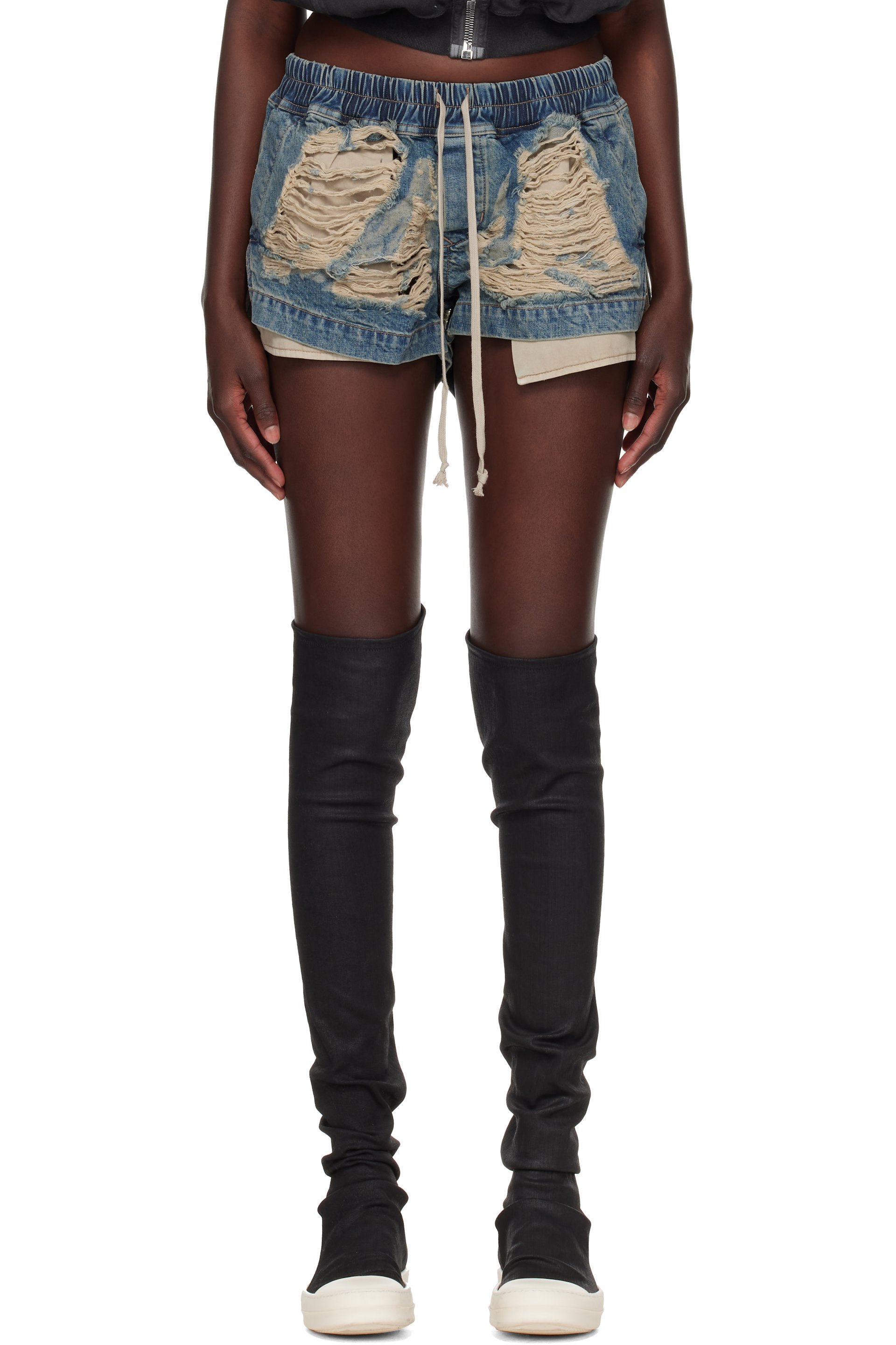 Rick Owens DRKSHDW - Blue Tower Fog Boxers Denim Shorts