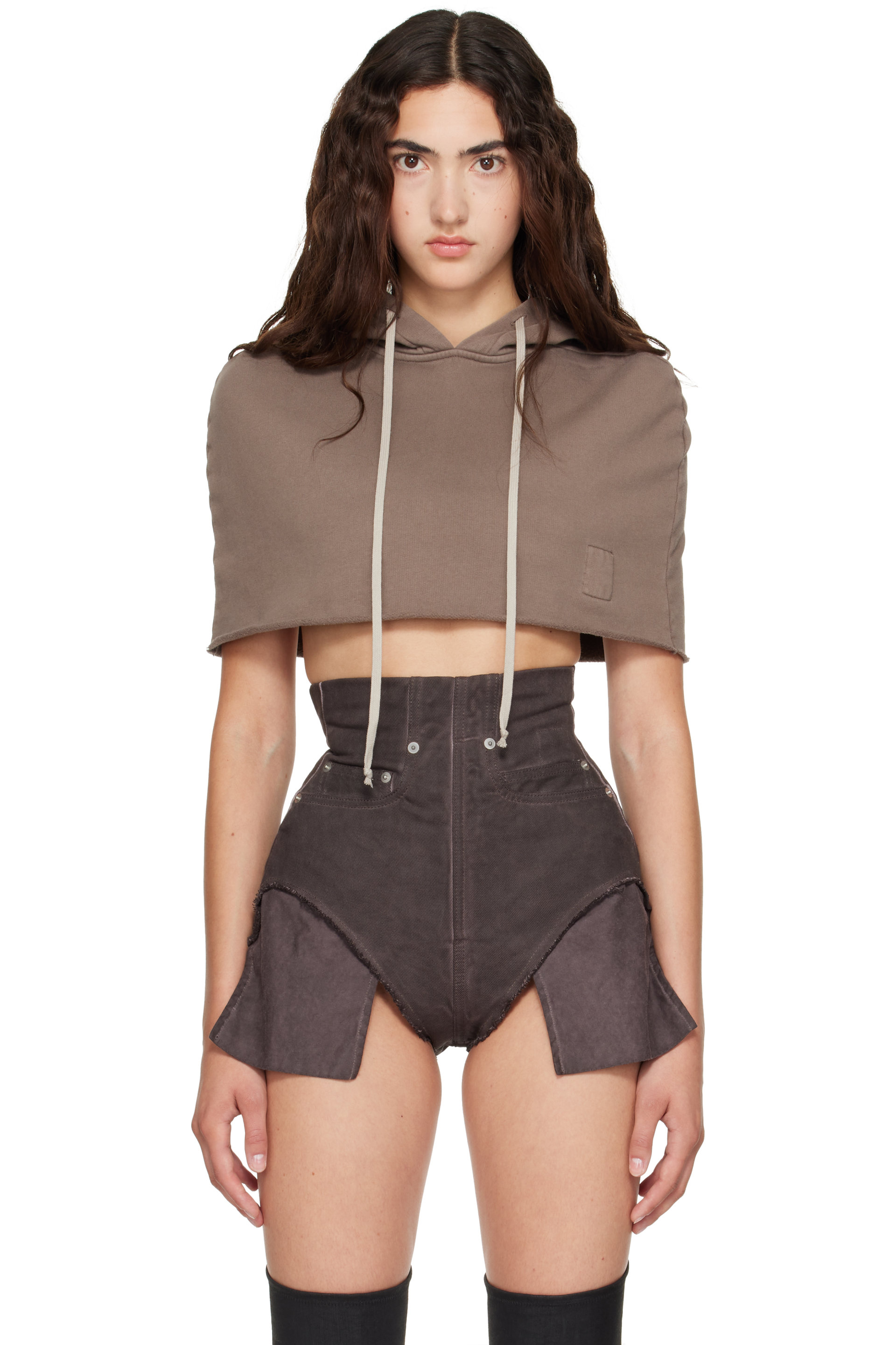 Rick Owens DRKSHDW - Taupe Tower Hood Shrug