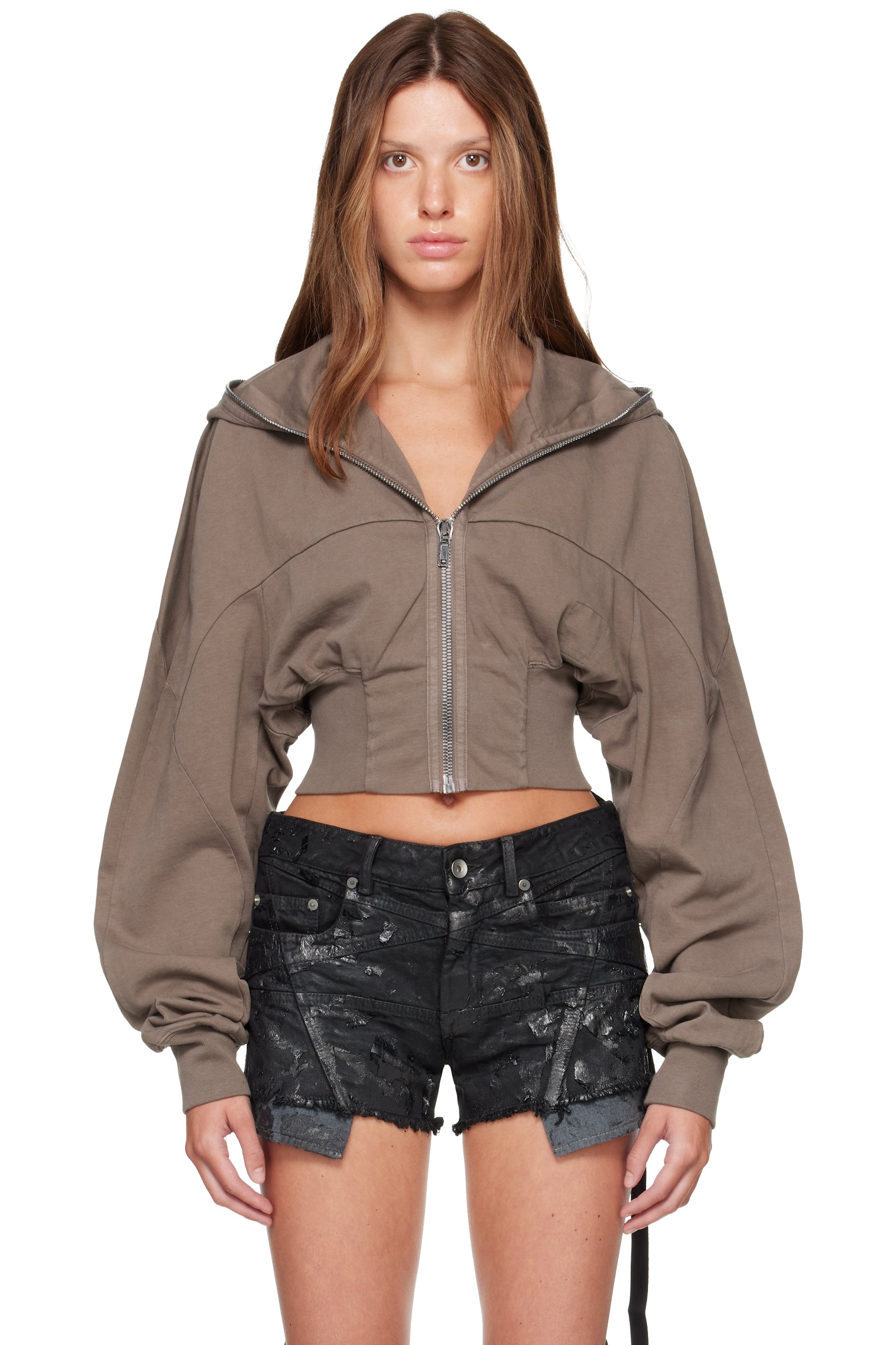 Rick Owens DRKSHDW - Brown Tower Collage Hoodie