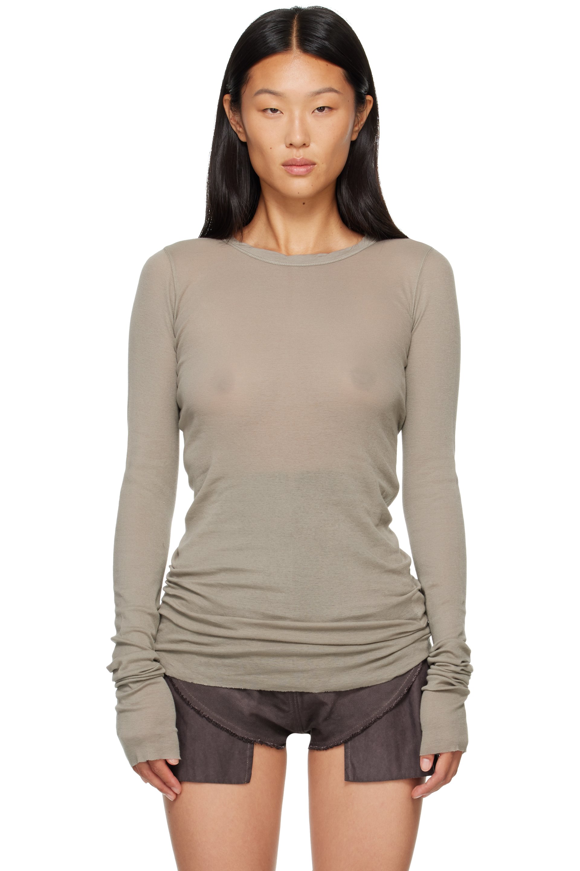 Rick Owens DRKSHDW - Gray Tower Basic LS T-shirt