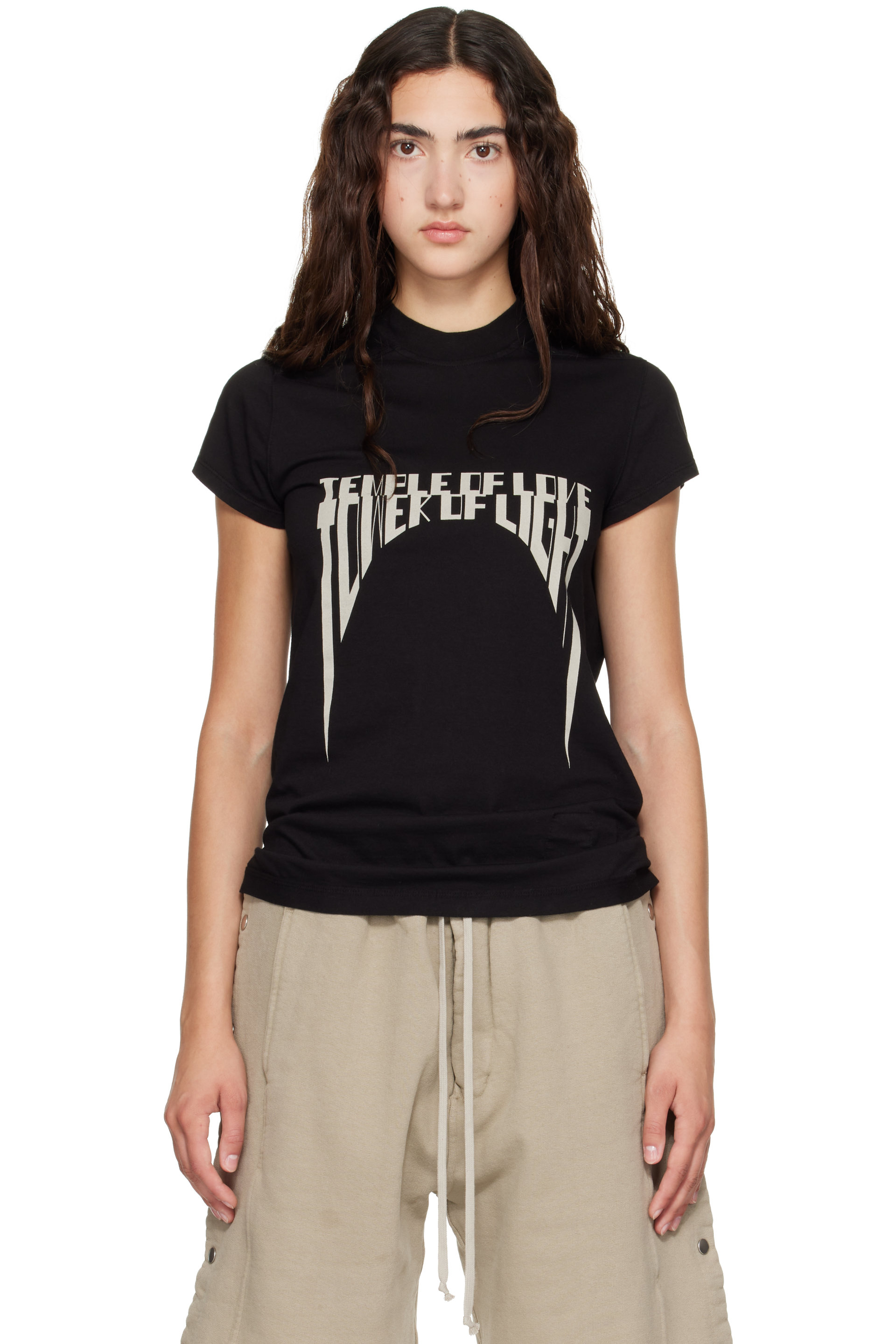 Rick Owens DRKSHDW - T-shirt noir à couture horizontale aux épaules - Tower