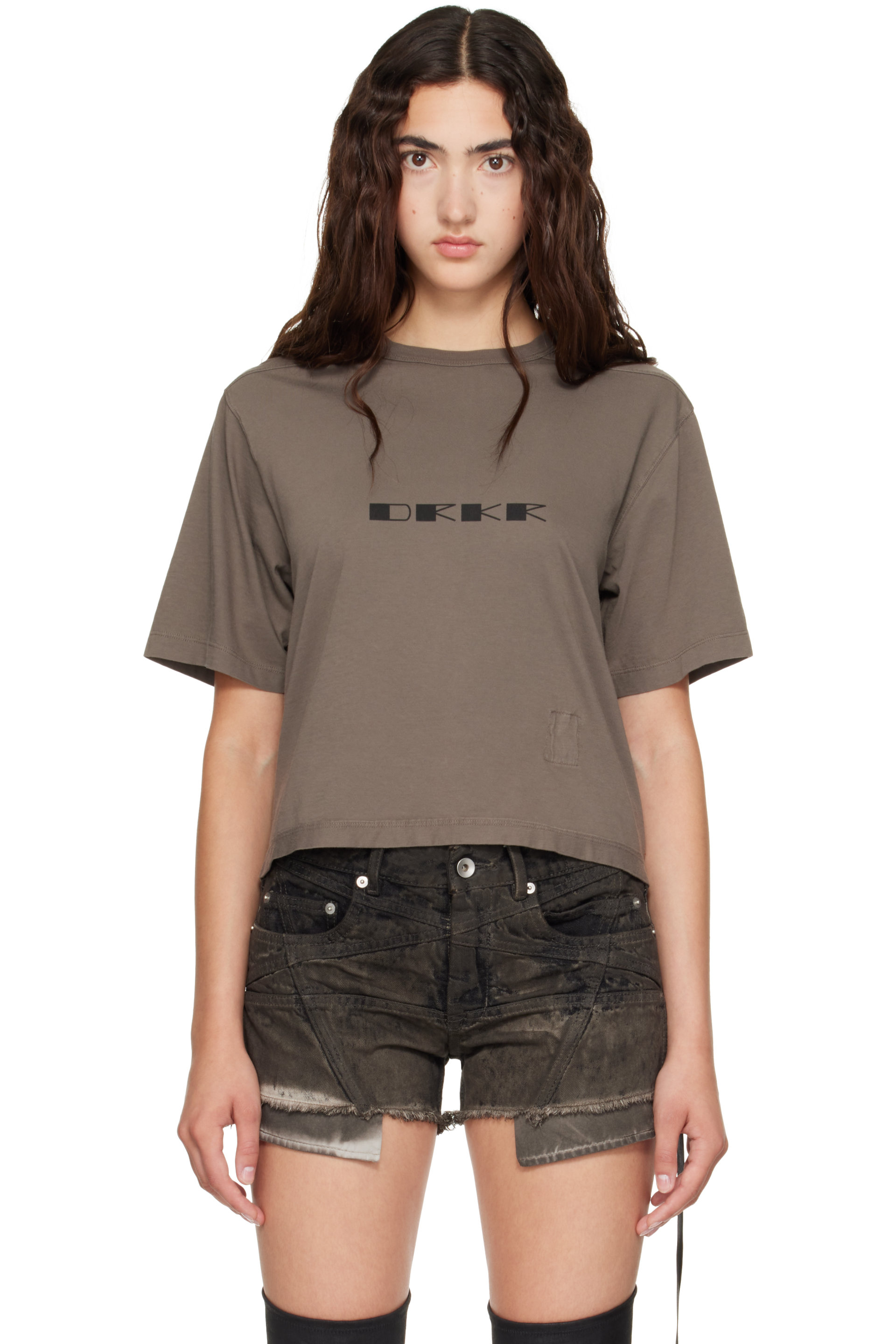 Rick Owens DRKSHDW - T-shirt à manches courtes taupe - Tower