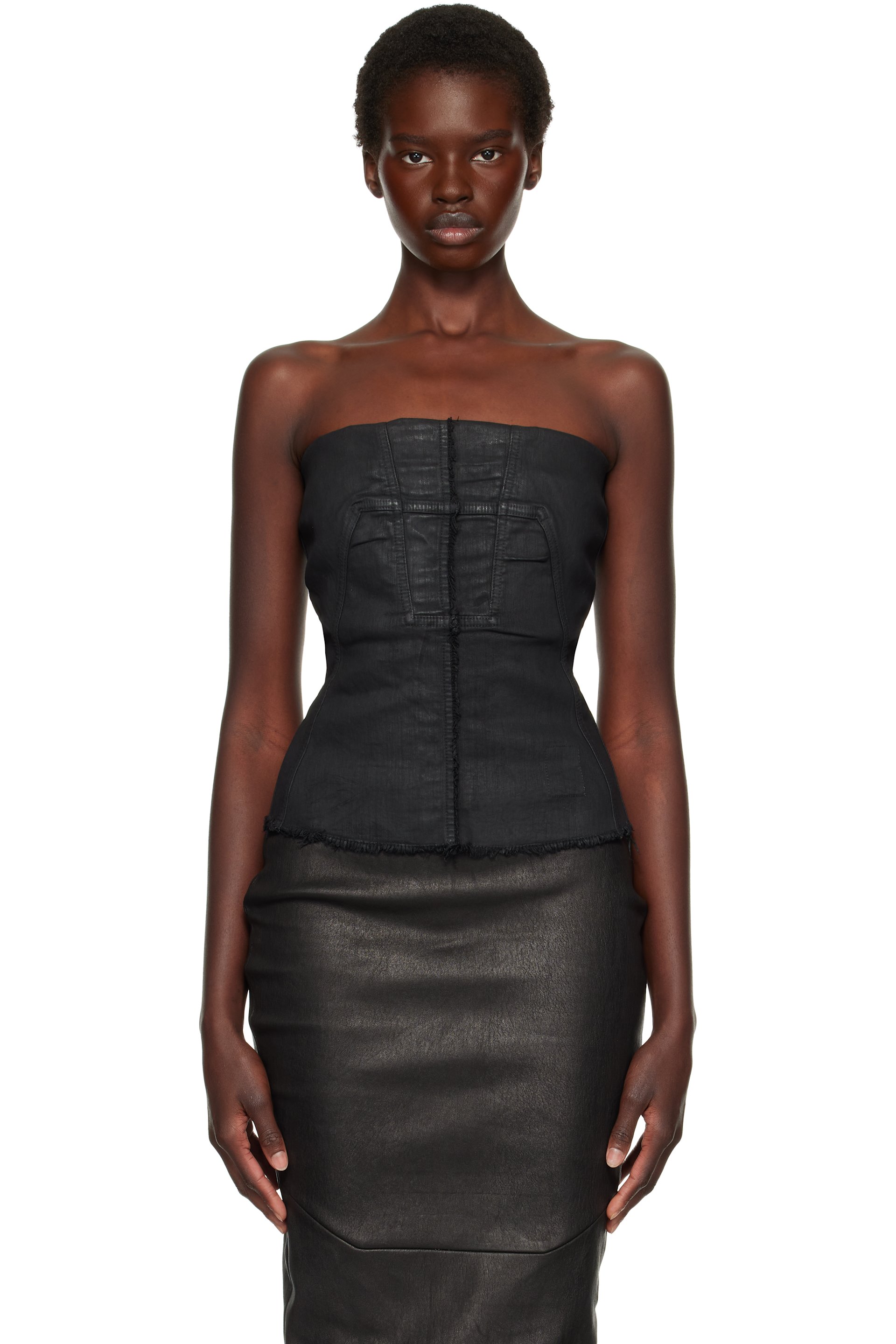 Rick Owens DRKSHDW - Black Tower Washed Denim Tube Top