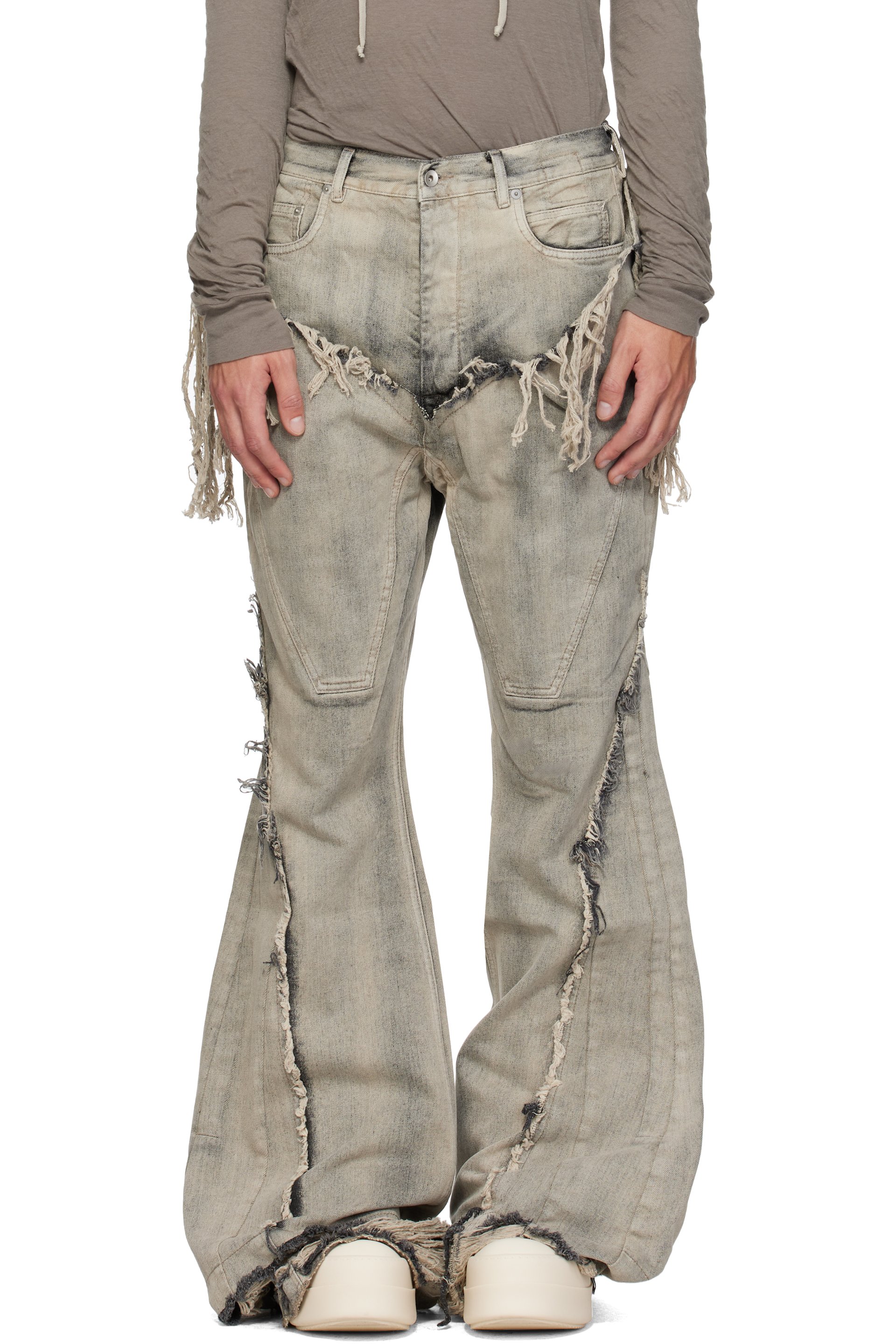 Rick Owens DRKSHDW - Jean semi-évasé gris à bords effilochés - Tower