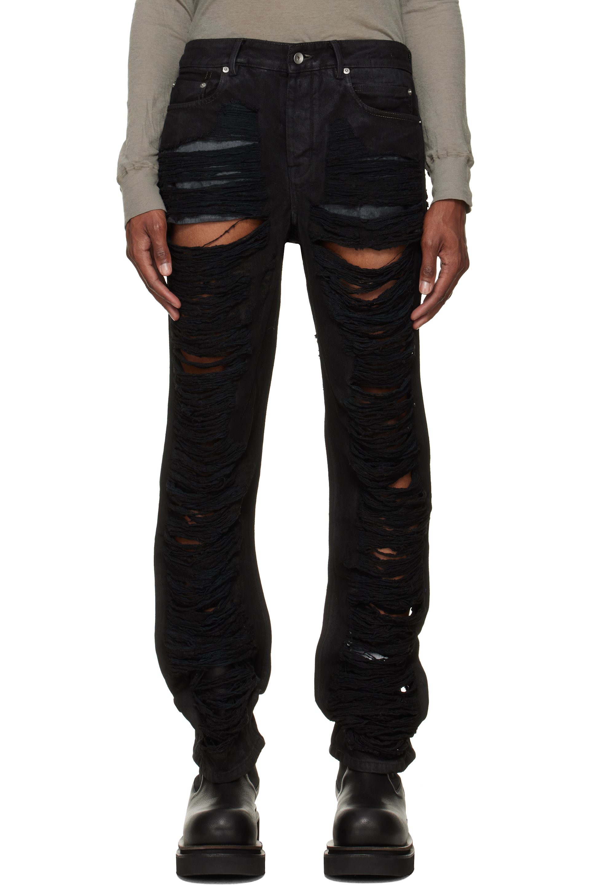 Rick Owens DRKSHDW - Black Tower Fog Cut Jeans