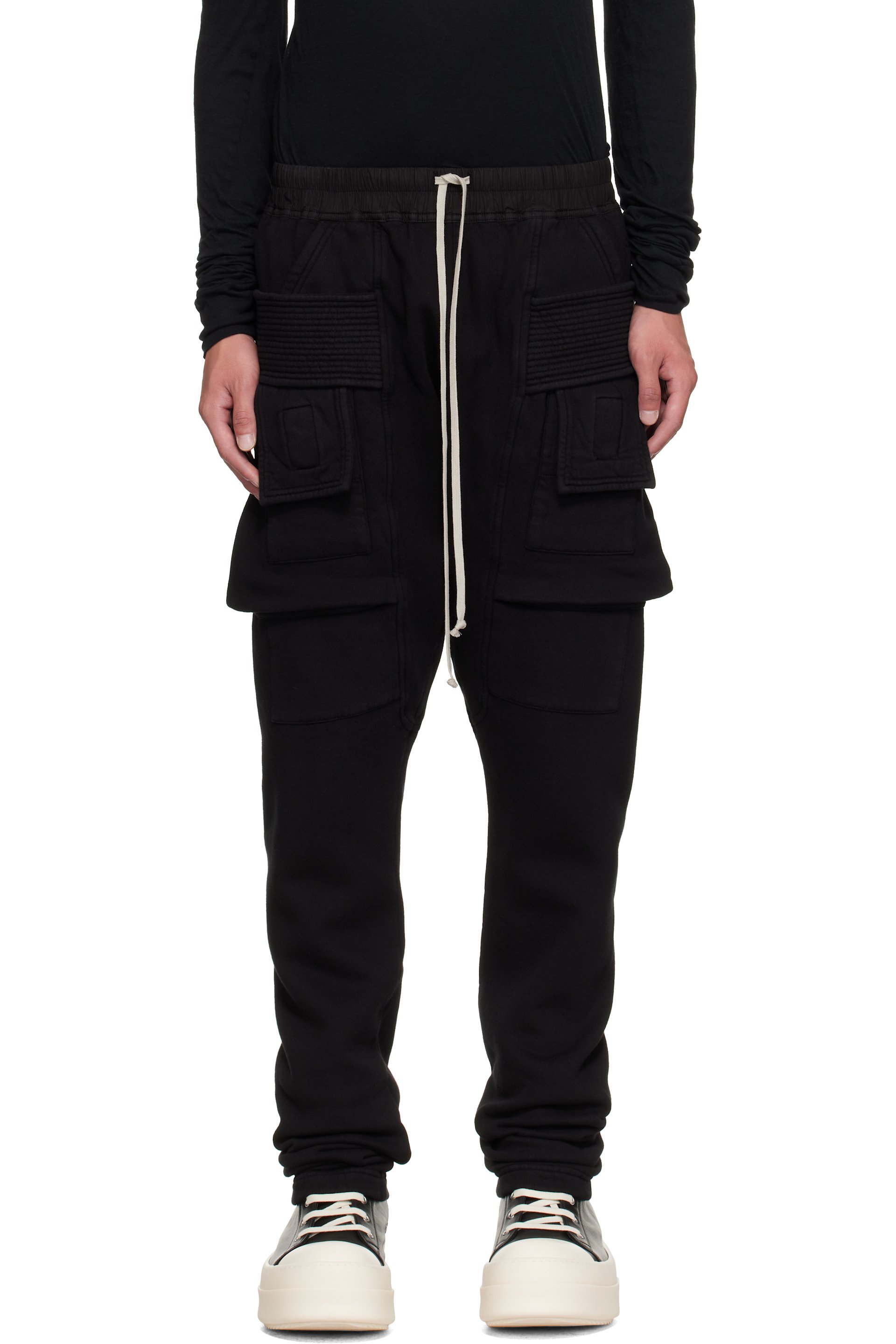 Rick Owens DRKSHDW - Pantalon cargo Creatch noir à cordon coulissant - Tower