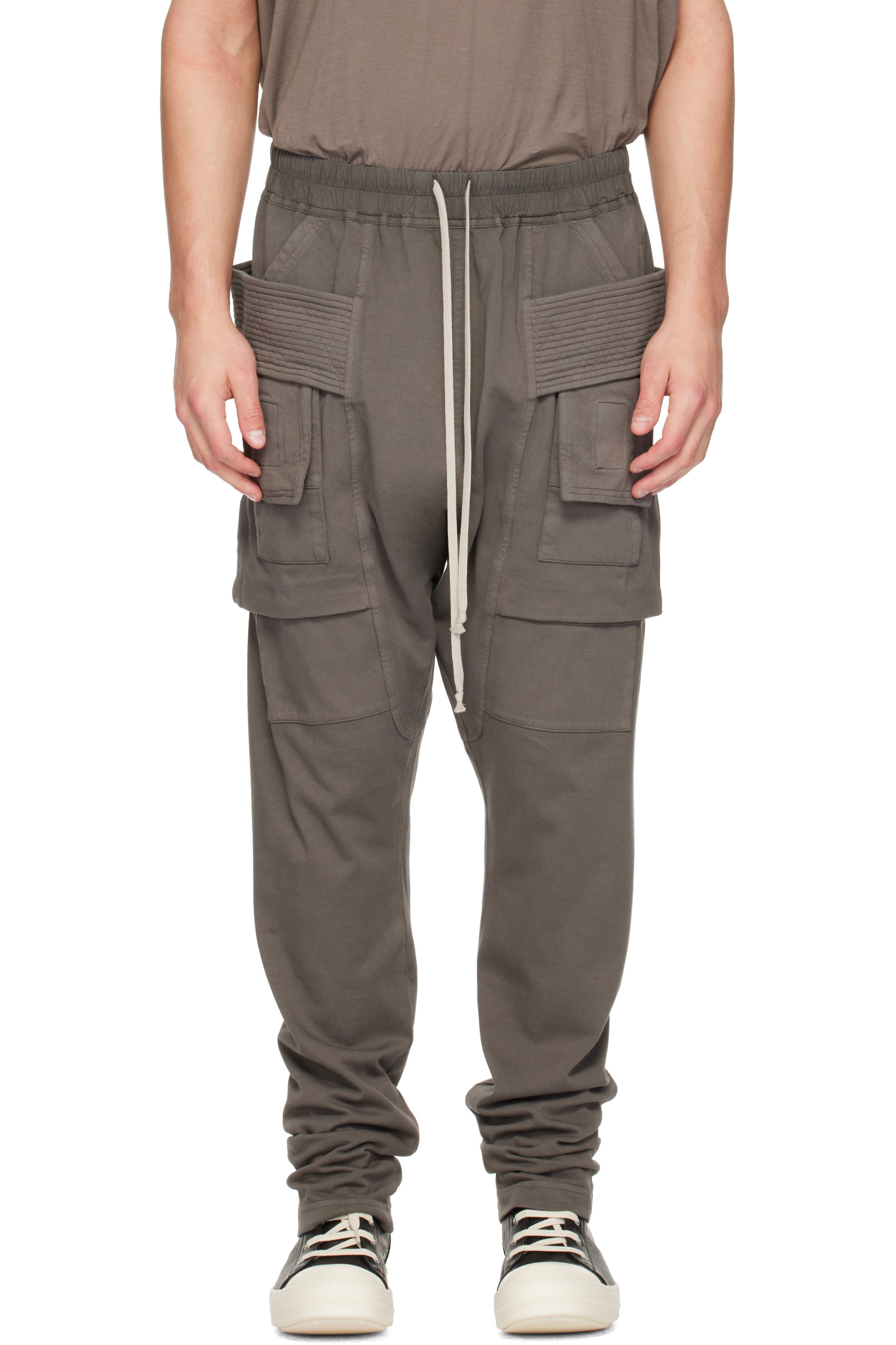 Rick Owens DRKSHDW - Pantalon cargo Creatch gris à cordon coulissant - Tower