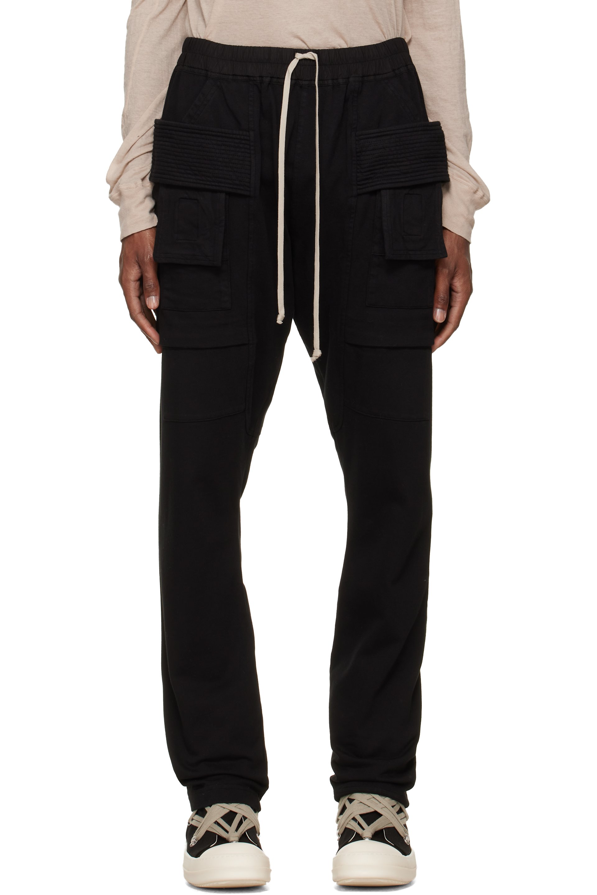 Rick Owens DRKSHDW - Black Tower Creatch Drawstring Cargo Pants