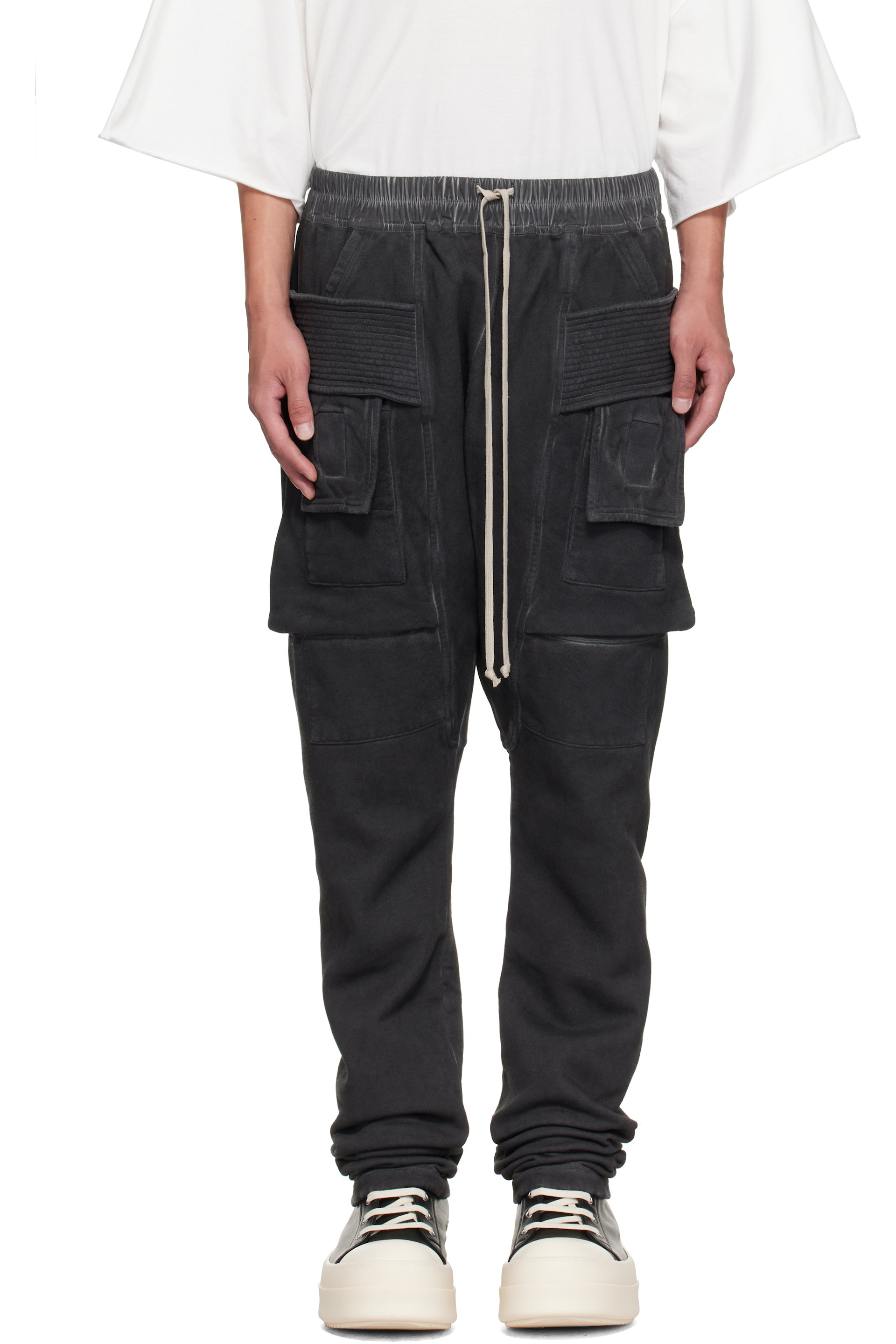 Rick Owens DRKSHDW - Pantalon cargo Creatch gris à cordon coulissant - Tower