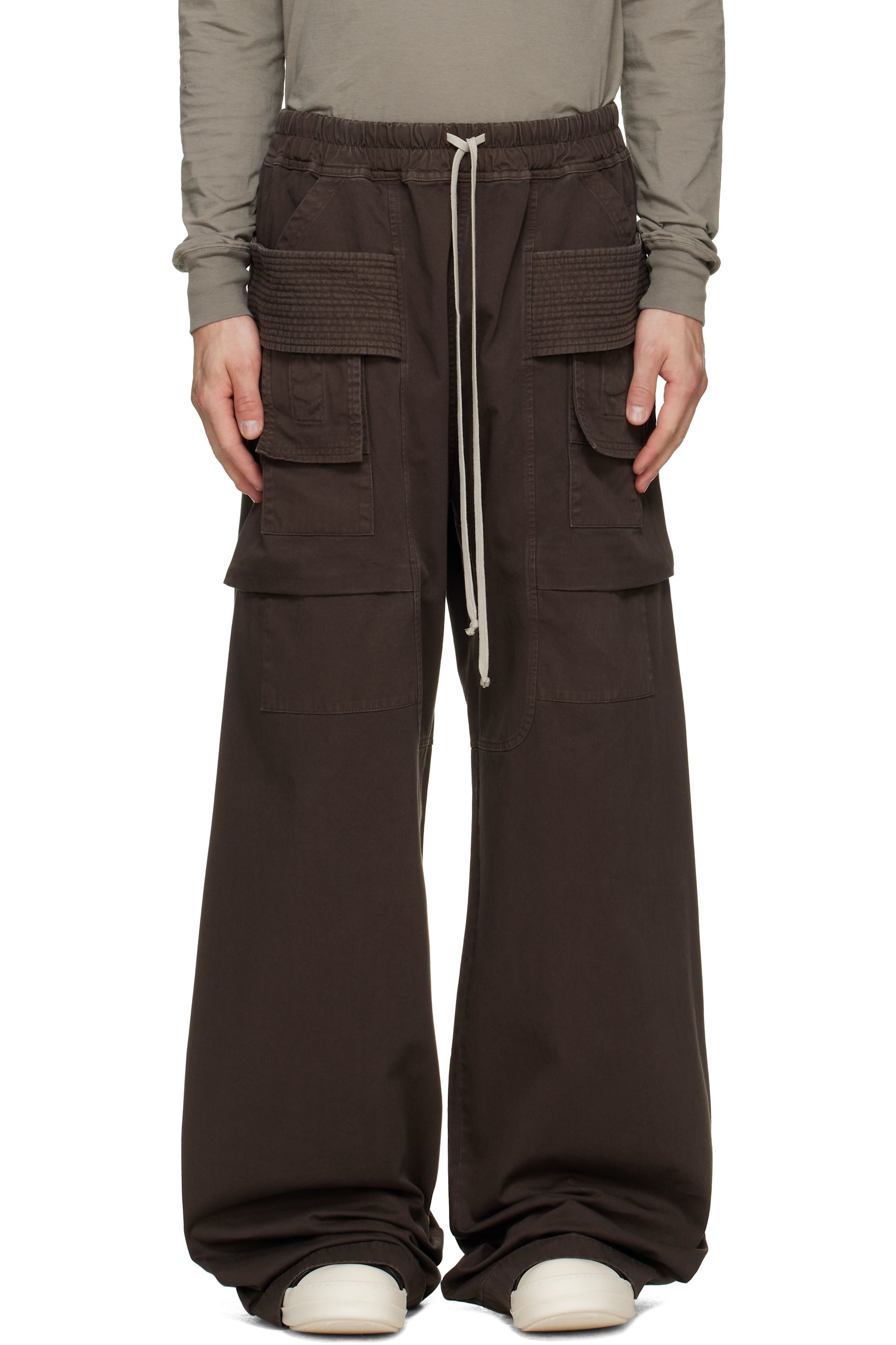 Rick Owens DRKSHDW - Brown Tower Creatch Wide Cargo Pants