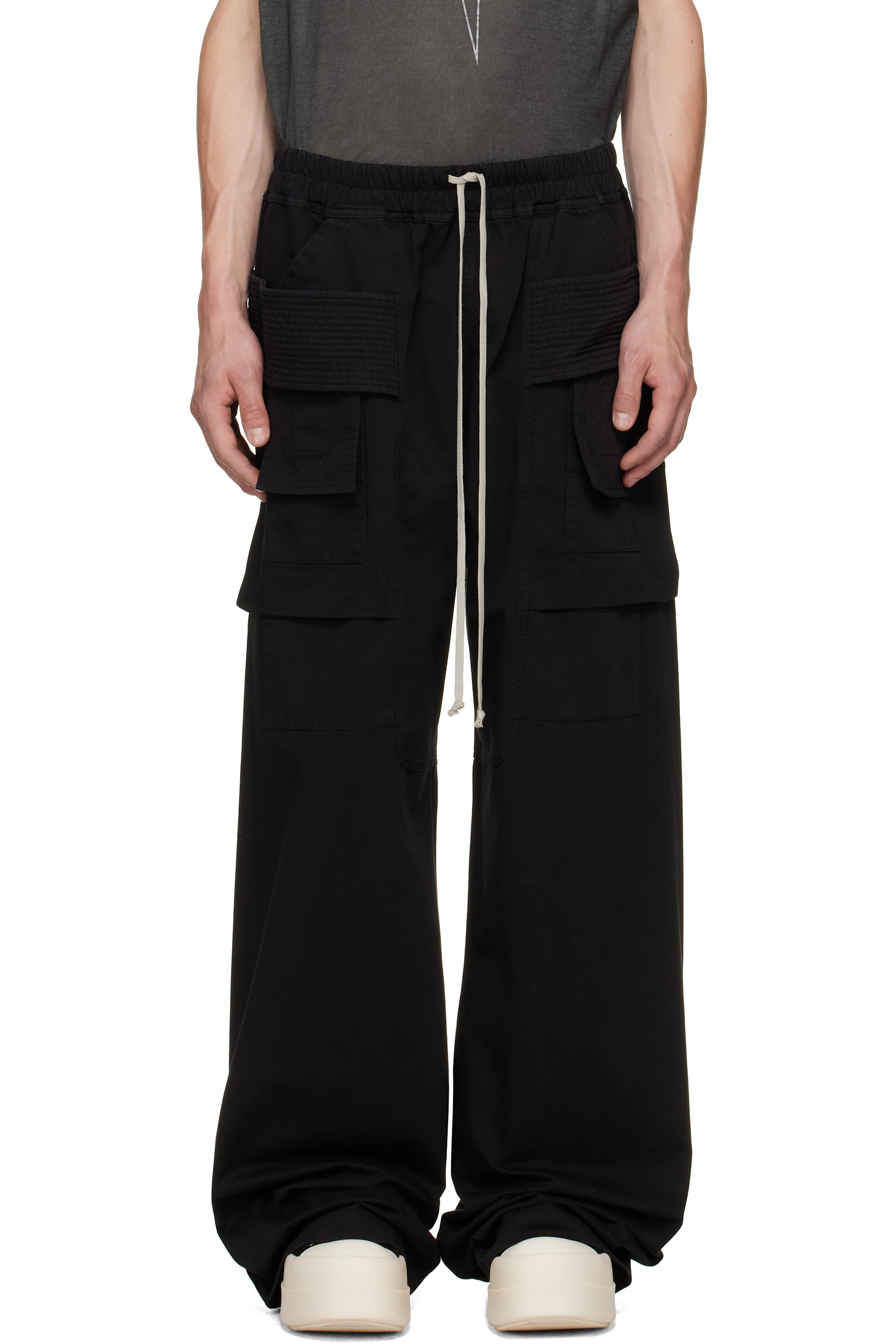 Rick Owens DRKSHDW - Black Tower Creatch Wide Cargo Drawstring Pants