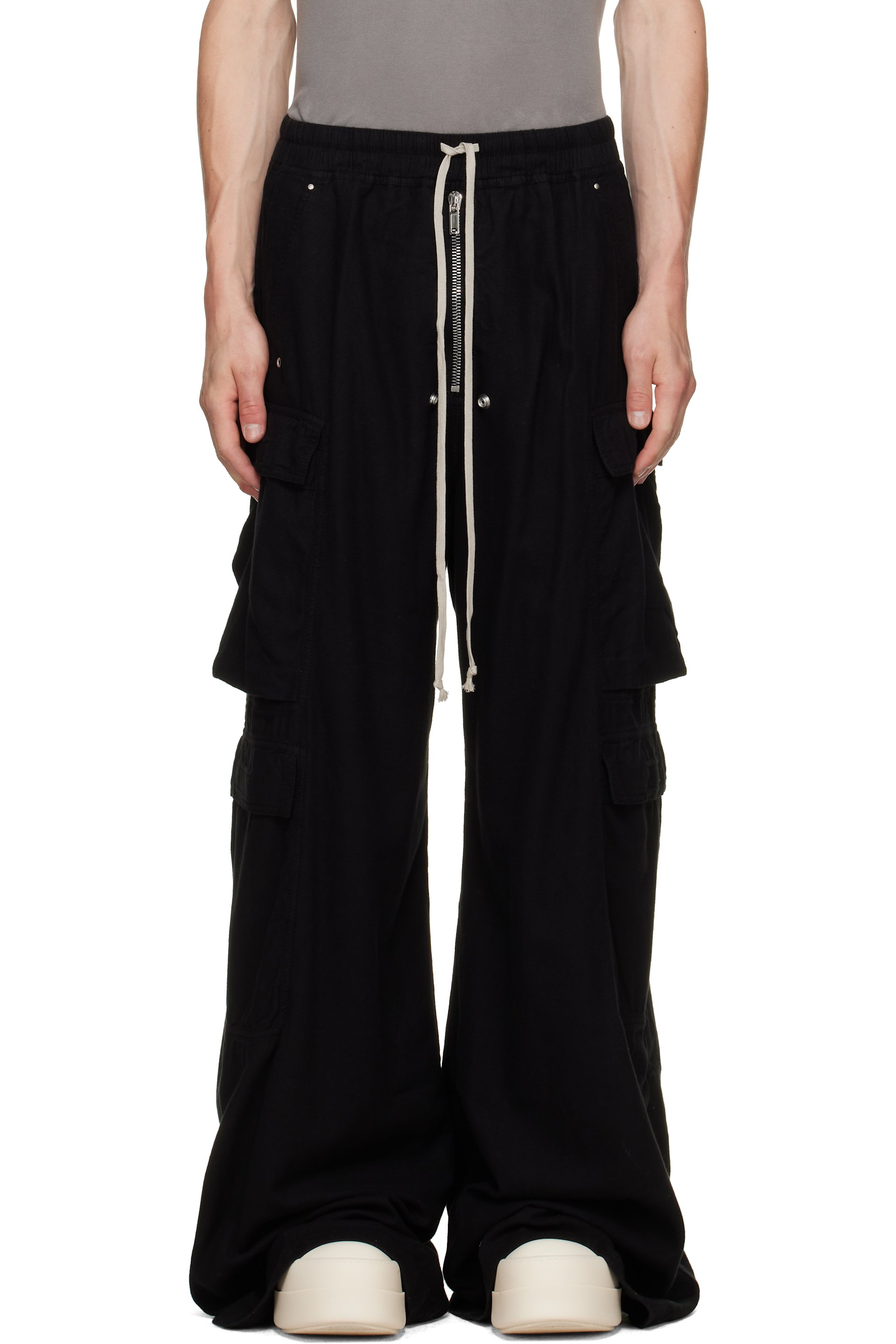 Rick Owens DRKSHDW - Black Tower Double Cargo Jumbo Bela Pants