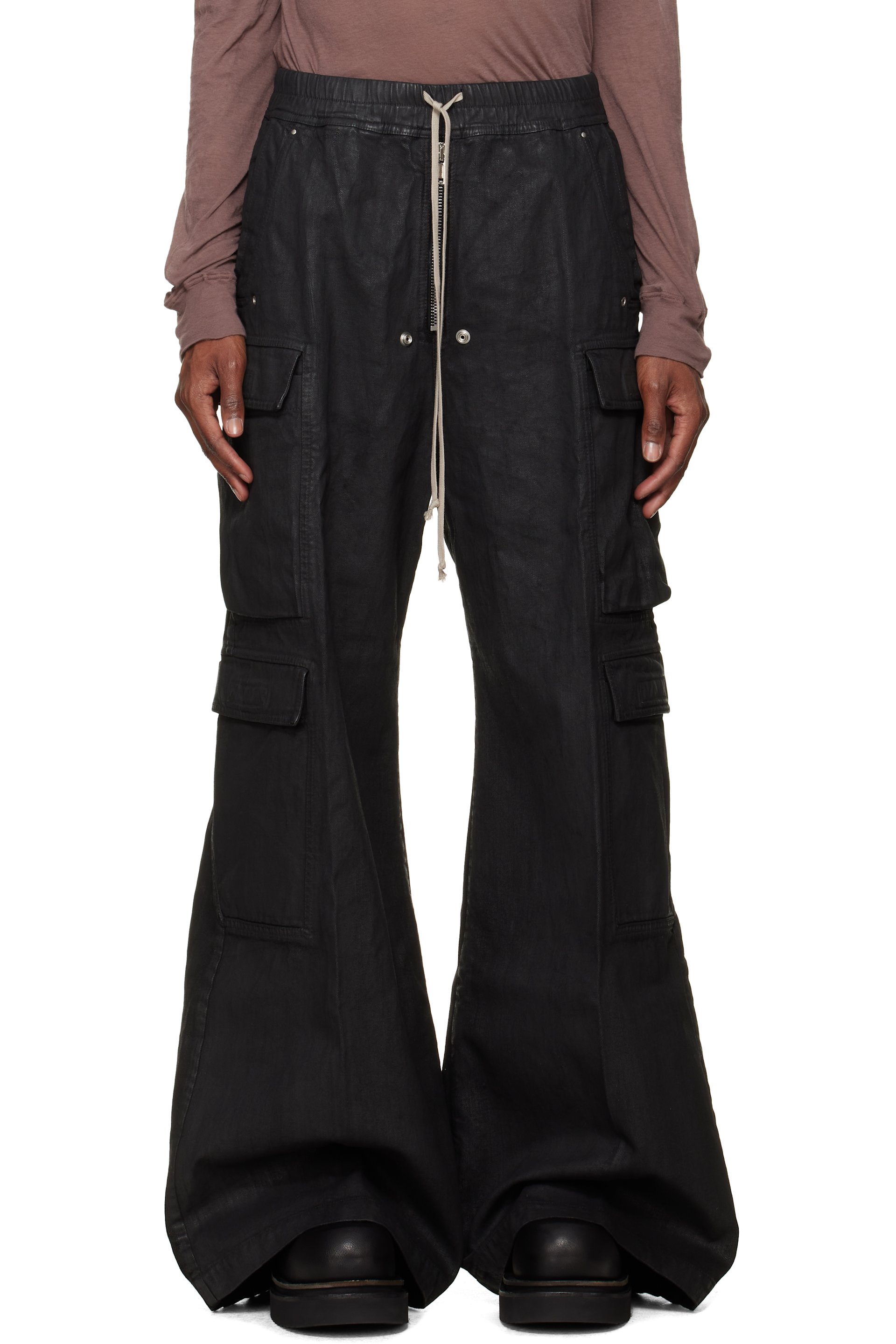 Rick Owens DRKSHDW - Jean cargo surdimensionné noir à glissière Bela - Tower