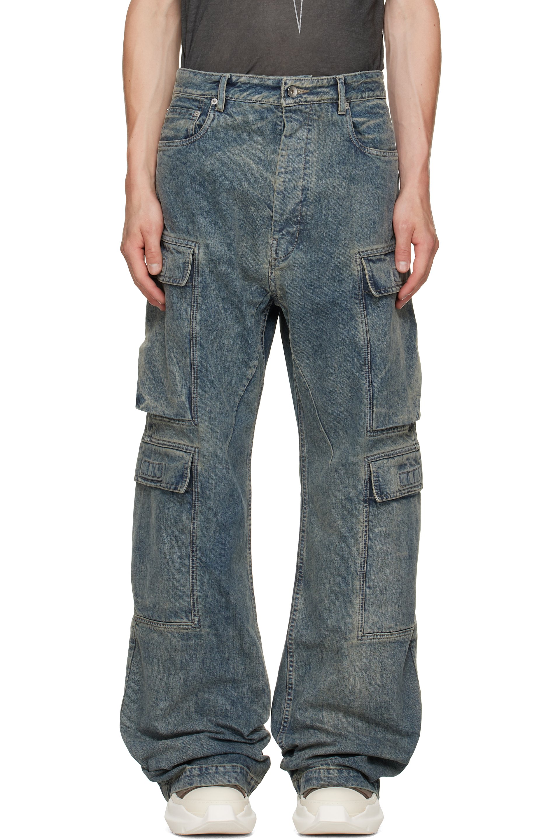 Rick Owens DRKSHDW - Blue Tower Double Cargo Jeans