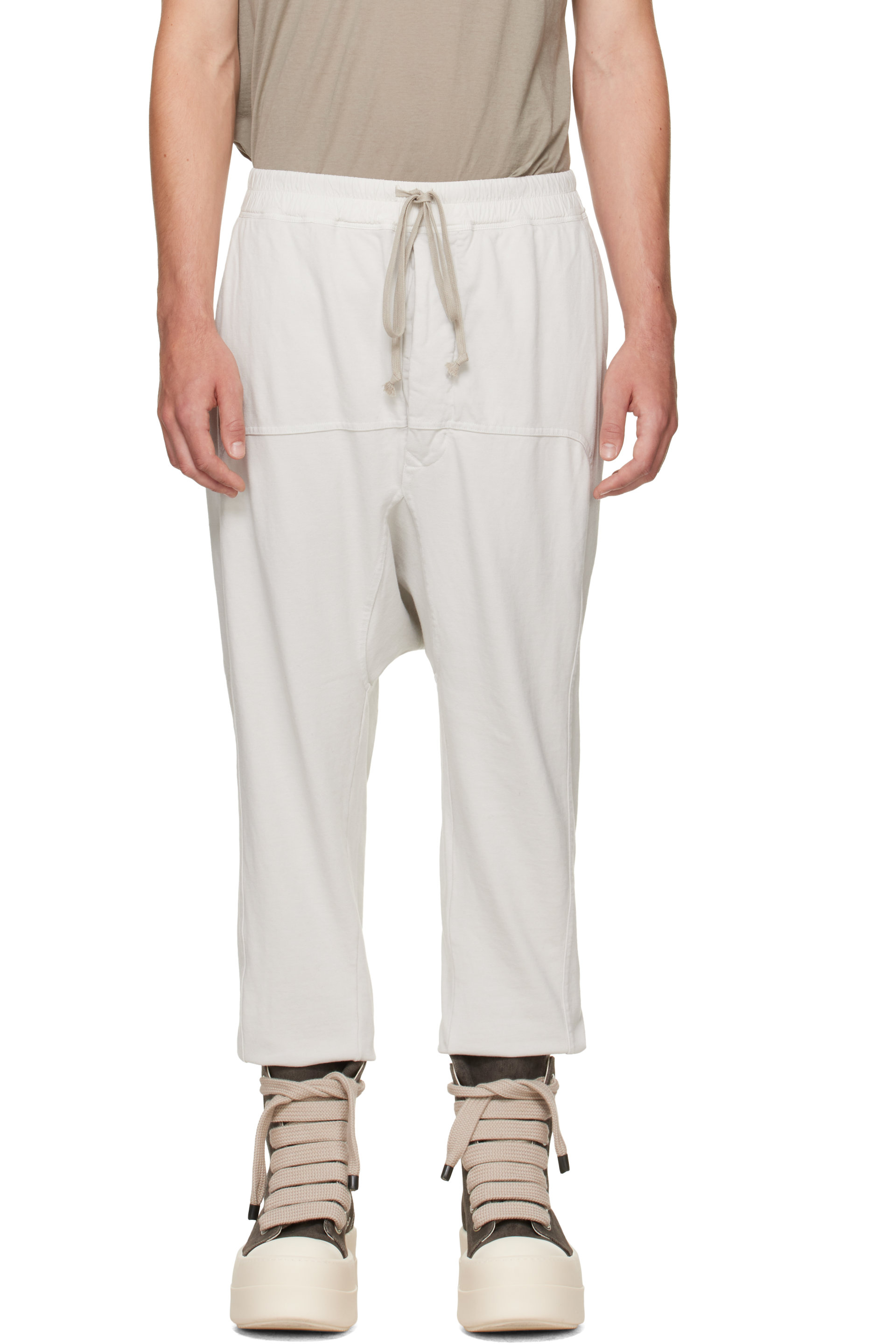 Rick Owens DRKSHDW - 灰白色 Tower Prisoner Drawstring 长裤